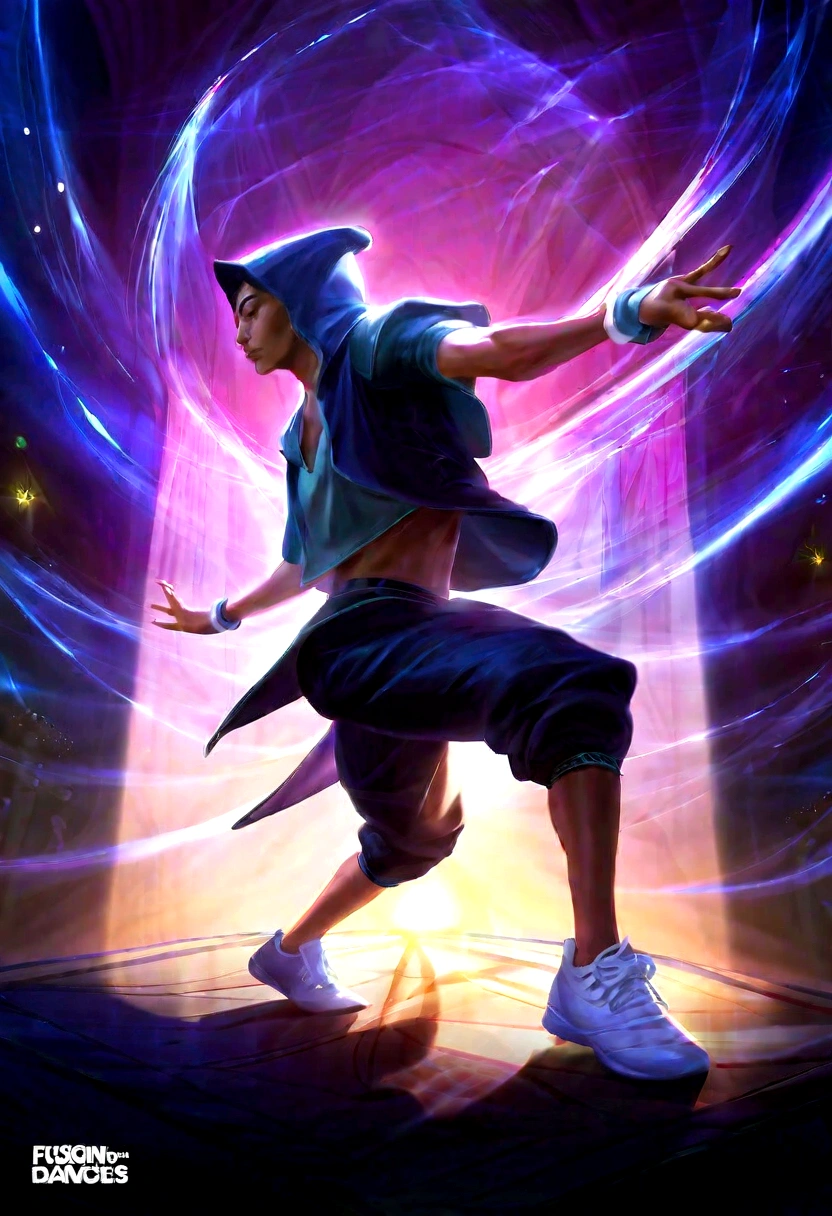 Imagine a dynamic and immersive breakdance scene, captured through the perspective of a fisheye lens. This masterpiece of digital illustration, inspired by the style of RossDraws, is presented in high quality 8K Ultra HD and meticulously designed to capture the emotion of the moment.

In the center of the improvised stage, a skilled breakdance dancer dominates the scene. He wears a stylish black hooded coat that partially obscures his face, ripped knee-length pants, and distressed sneakers, all highlighted by a vibrant color palette and dramatic shadows that amplify the visual impact. A slight blur effect at the edge of the image adds a touch of dynamism to the composition.

In the background, the majestic Arc de Triomphe in Paris serves as a backdrop, while the dancer performs his movements under its grandeur. The sky is lit up by the sunset, creating an enchanting and magical atmosphere. Dramatic lighting and visual effects intensify every dancer's movement and scene detail, providing a photorealistic realism that transports the viewer into the effervescent moment.

This digital illustration not only captures the dynamic energy of urban movement, but also celebrates the fusion of culture, skill and aesthetics, transforming the fleeting instant into an eternal work of art that shines with the vibrant soul of breakdance.