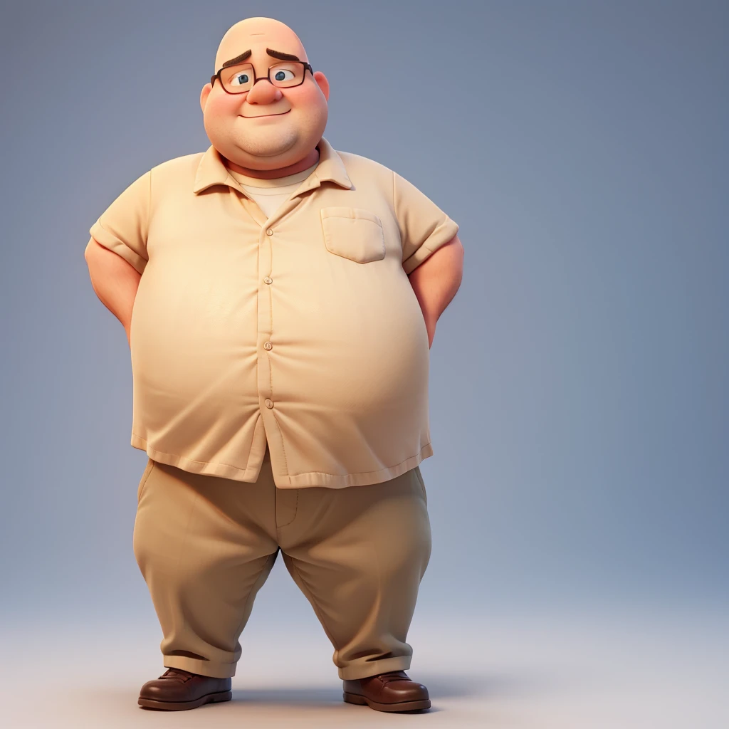 Make a slightly fat man with a bald head