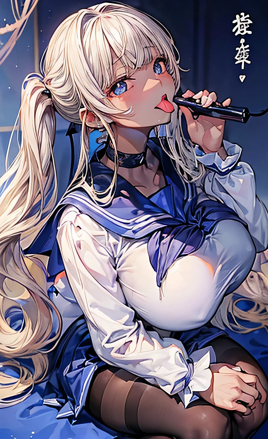 (masterpiece:1.2、Highest quality、Tmasterpiece)、(1 female)、alone、classroom、Day、(Squat:1.2)、whole body、beauty、blonde、Twin tails、blue eyes、(Sailor suit:1.4)、(Dark Skin:1.4)、break、Big Breasts、Long sleeve、lipstick、(pantyhose:1.2)、weaty、choker、blush、Covered breasts、Bangs braids、(Long Tongue:1.6)、((口を開けてフェラface:1.3)),(Spit drips:1.2)、(Hand gripping penis:1.2),(Blowjob pose:1.2),(Looking up:1.4),(forget oneself:1.4),(Open your mouth wide:1.2),(face:1.3),(Serve your boyfriend:1.6)