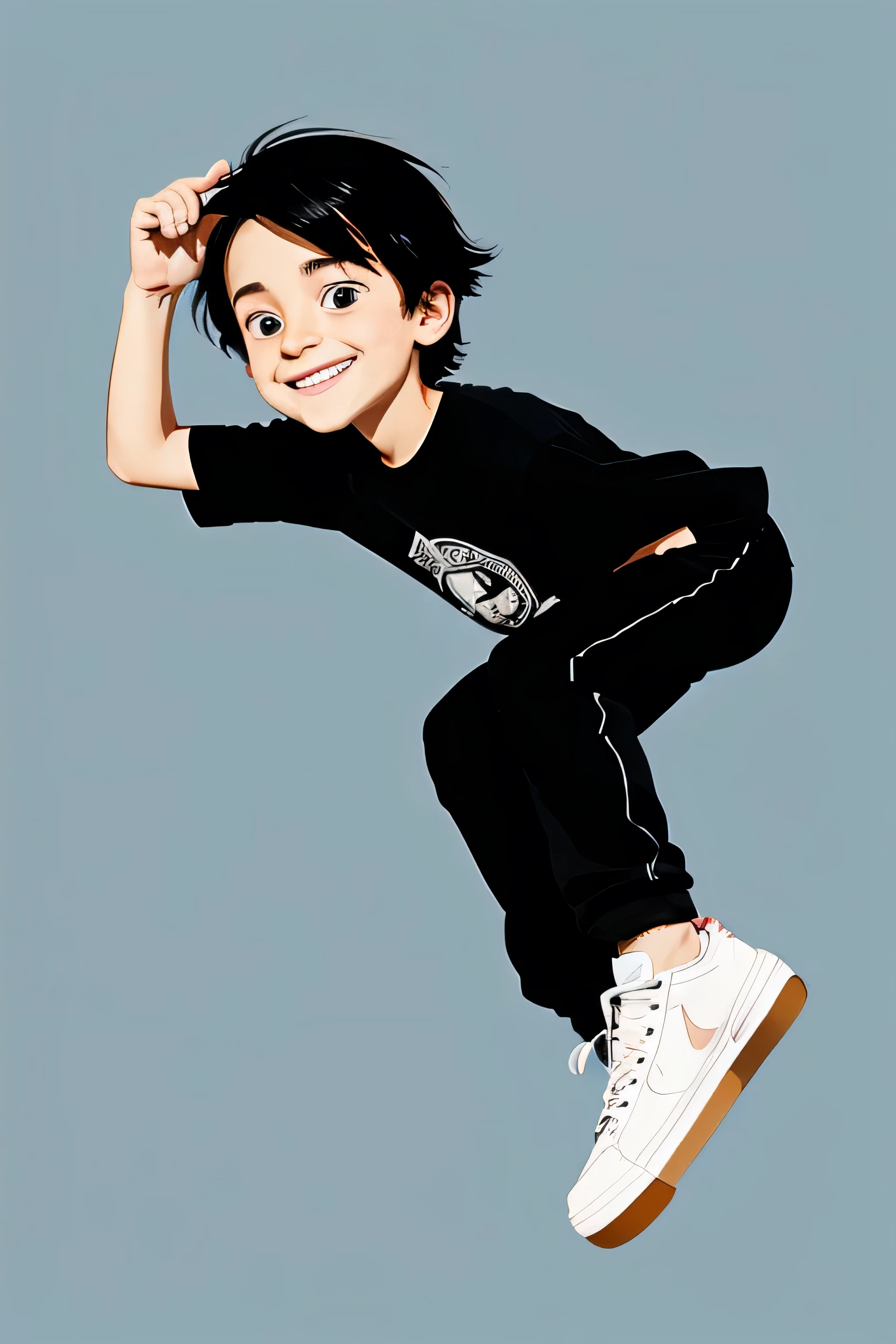 illustration of a cartoon boy playing a skateboard