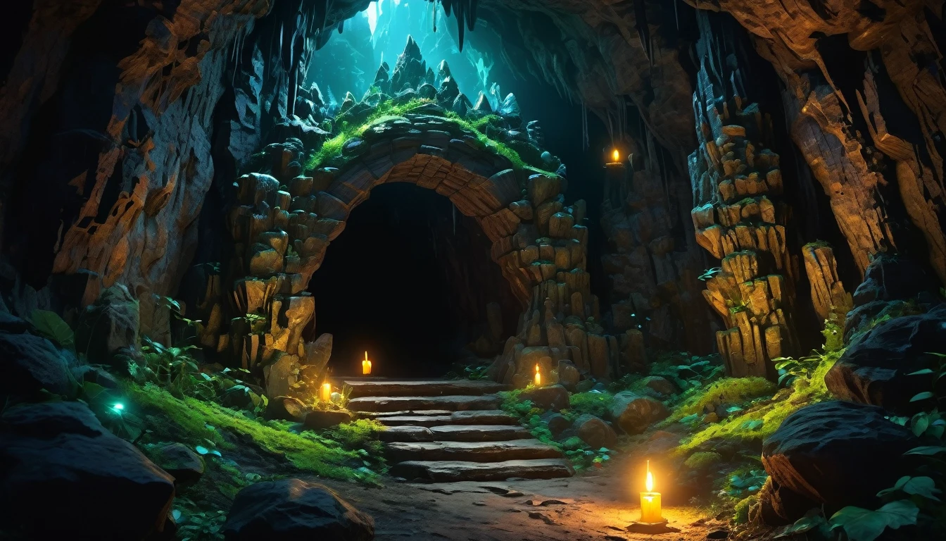 (anime, fantasy), (best quality, high resolution, depth of filed, HDR:1.2), (cave, stalagmite, goblin liar, small tunnel, isolated tunnel, dark tunnel: 1.5,), vibrant colors, spooky, enchanted, goblin totem, black magic atmosphere, extremely detailed, intricate, delicate, dark fantasy, bokeh, cinematic lighting, 8k, high quality