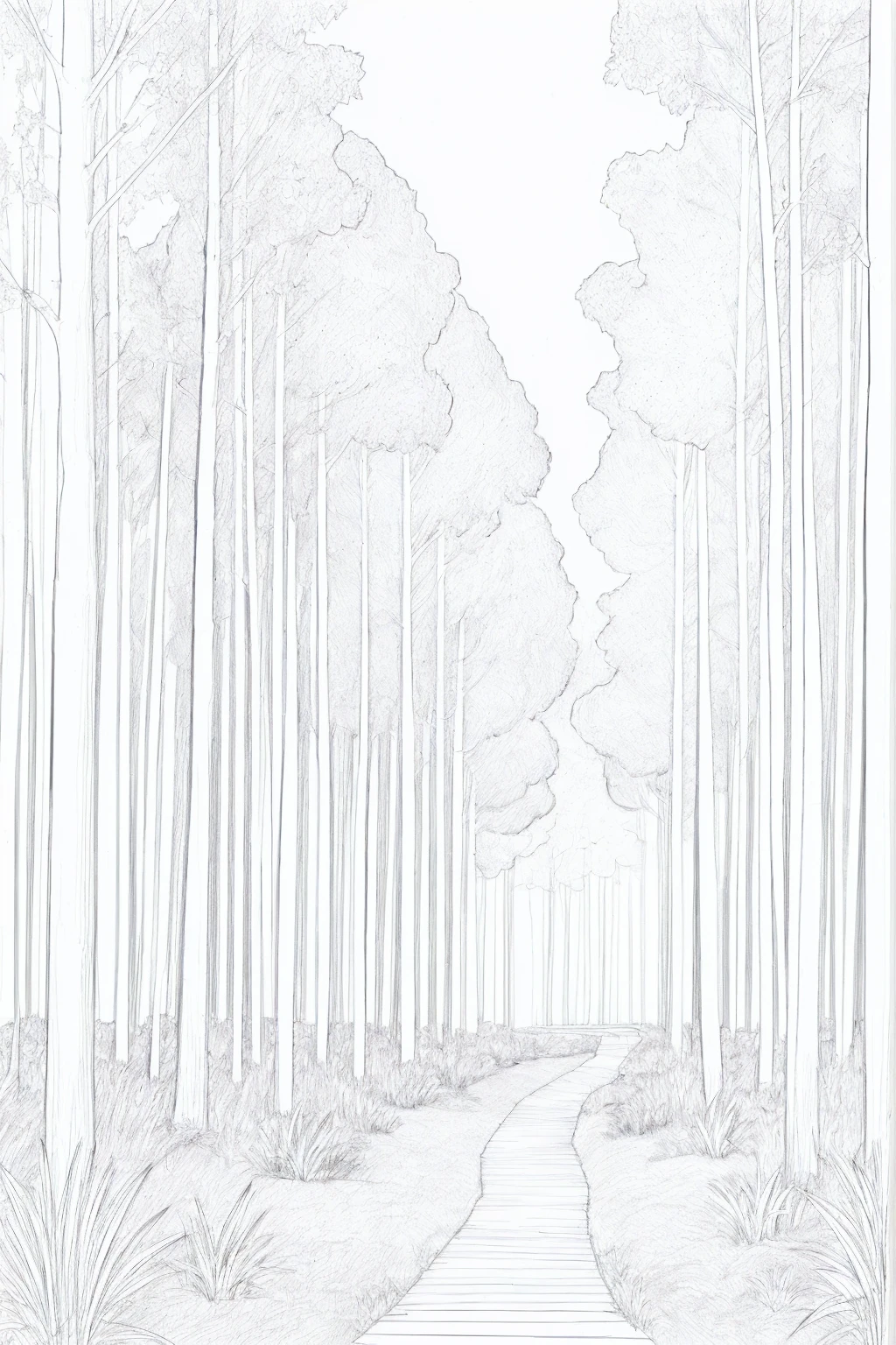 ((vlineart,B&W minimalist pencil drawing)), a sheap, (no lines inside), ((sketch style)), ((coloring book)), simple lines, background forest, ((no shading))