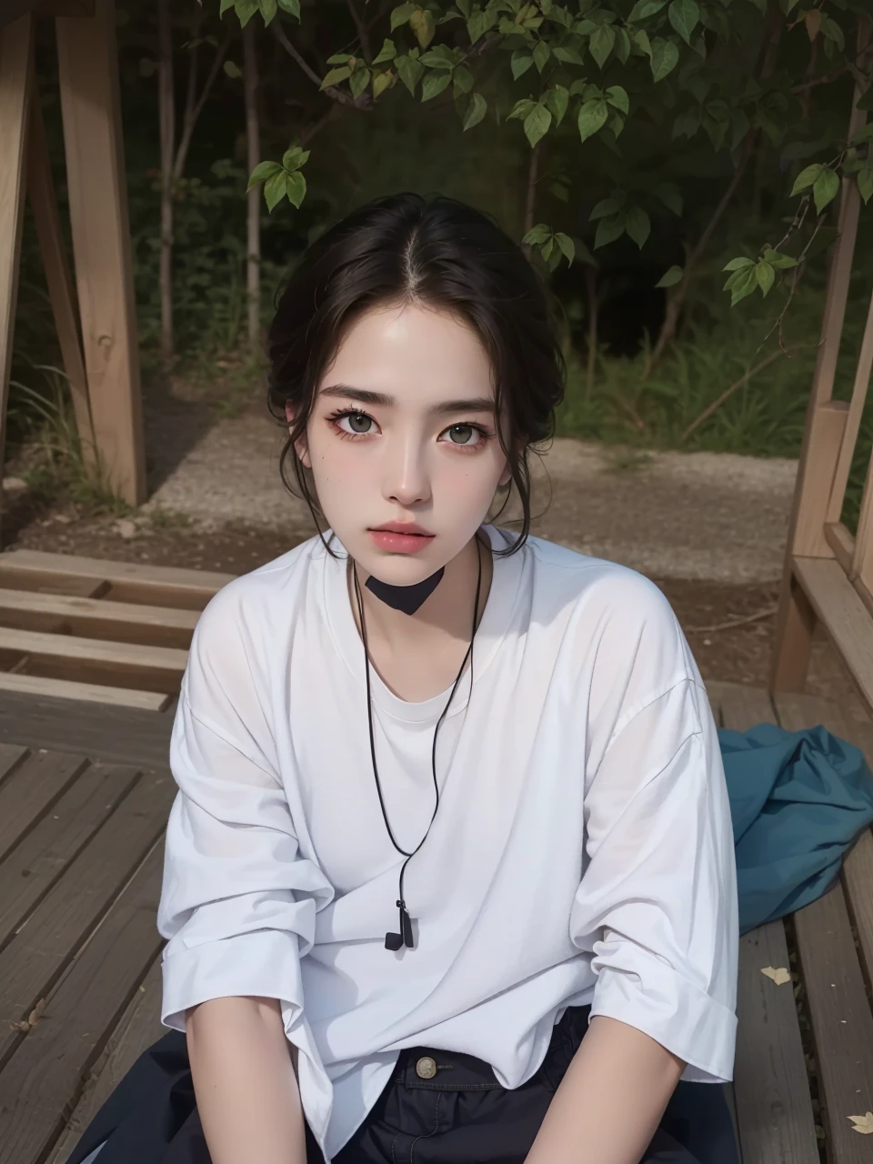 Best quality, masterpiece, ultra high res, (photorealistic:1.5), raw photo, 1girl, offshoulder, in the dark, deep shadow, low key, cold light, sexy look, short hair