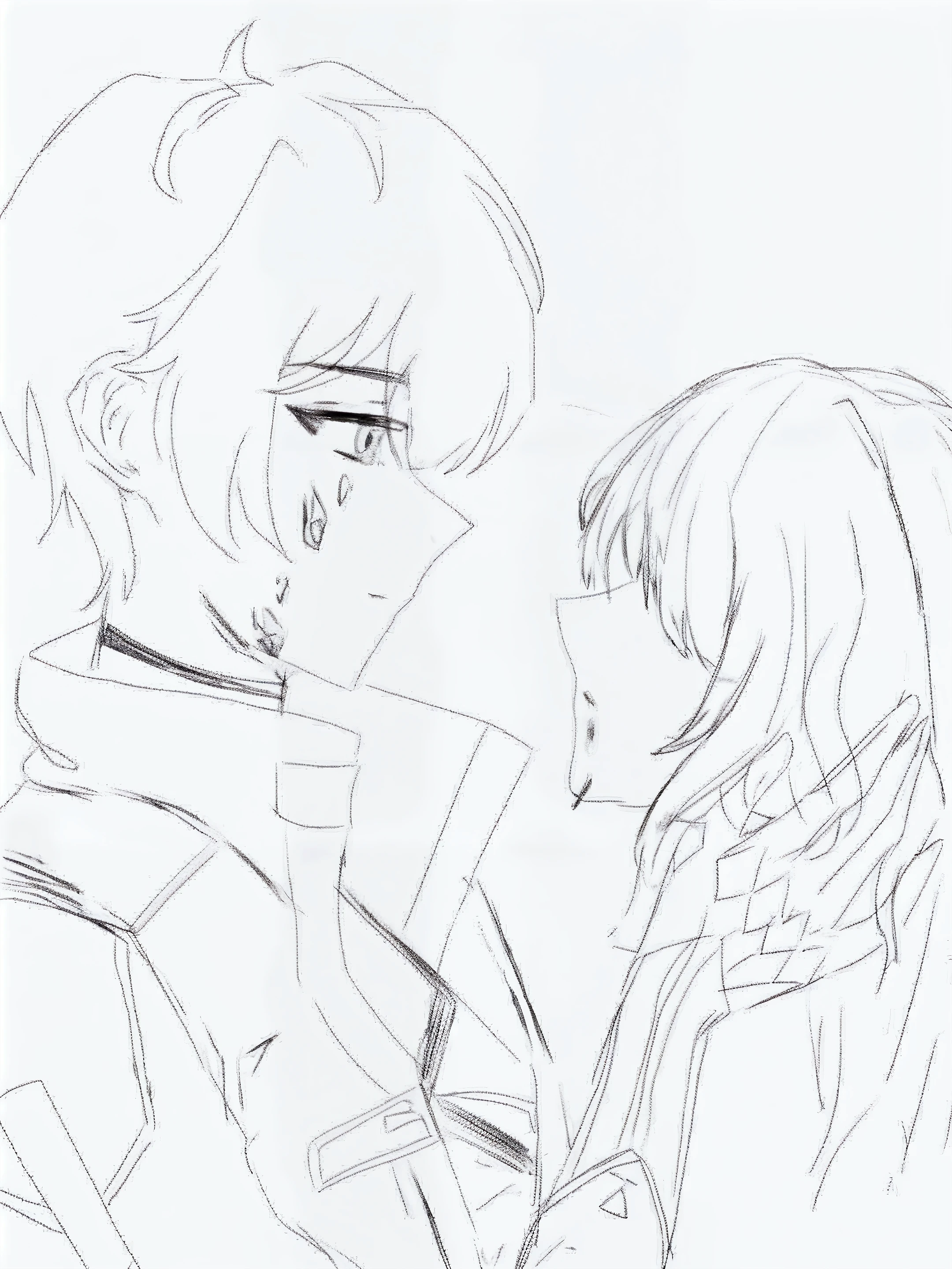 anime girl and boy with a cat in a dress and a backpack, thick Linear Art, clean Linear Art, bold Linear Art, thick black Linear Art, perfect Linear Art, line art!!, Linear Art, clean anime outlines, simple Linear Art, intense line art, variable Linear Art, line sketch!!, thick line art, line sketch, loose hair and long clothes
