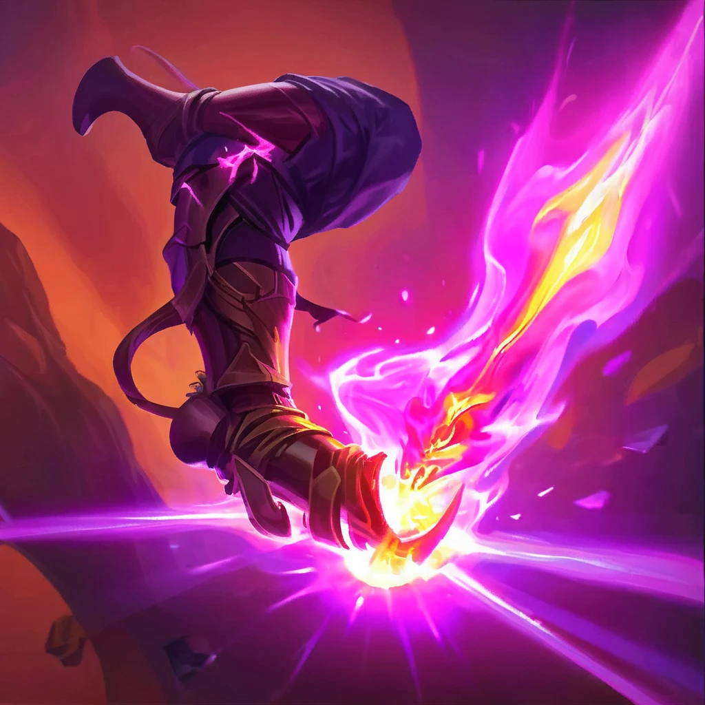 İcon, enemy with leg being melted, by a purple glow