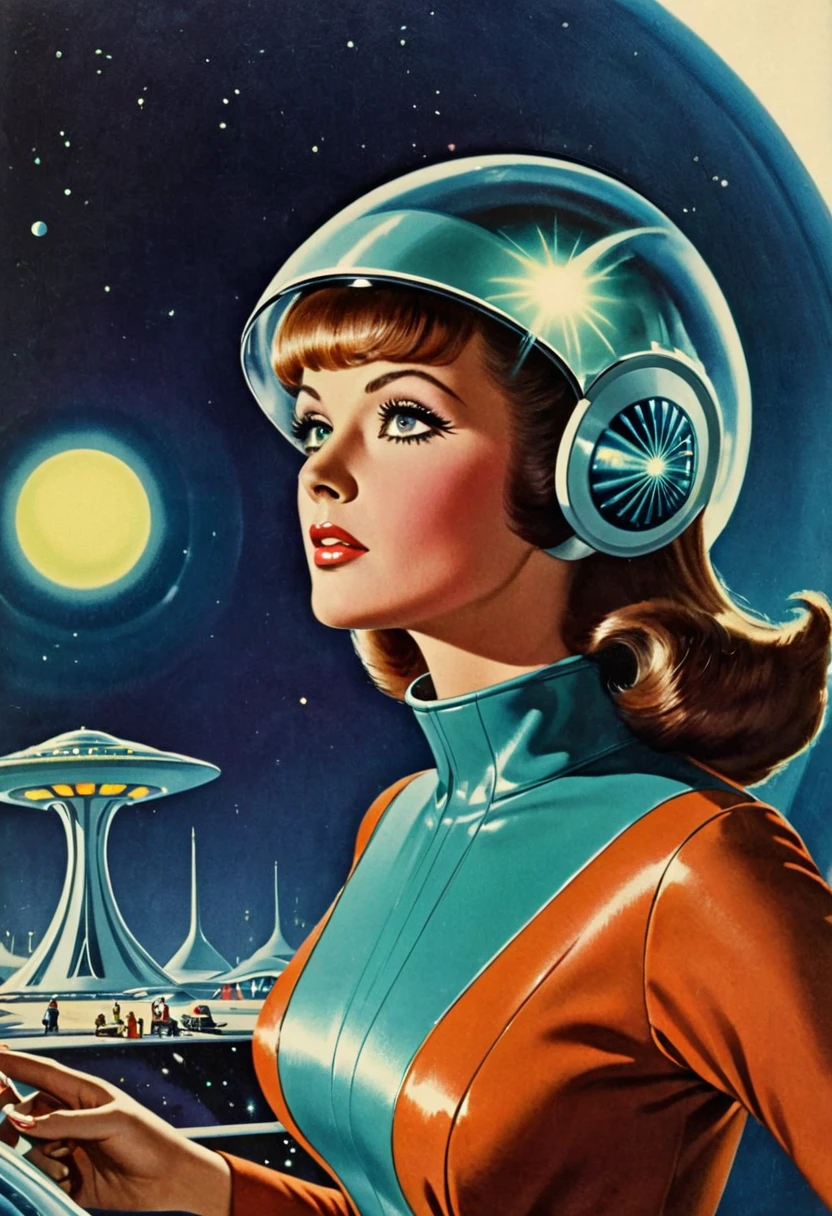 Retro futuristic, ((retro futurism)), ((Science fiction)), 1950s, (((1960s))), 1970s, (alien women),