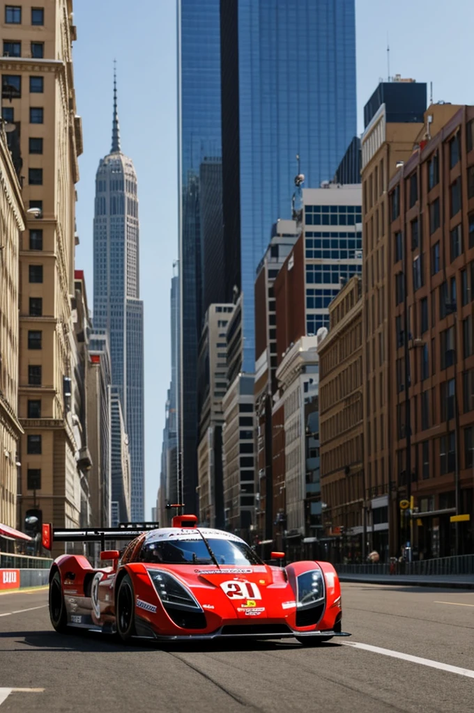 A racing car in city