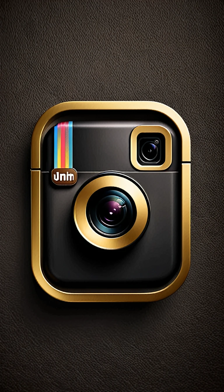 REALISTIC 3D Instagram LOGO, only in black and gold colors