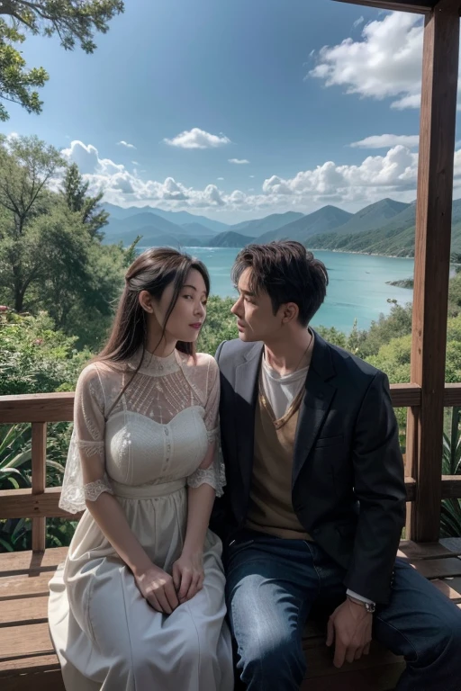 No imposition of thought. Create a scenario where a couple is talking in a peaceful place