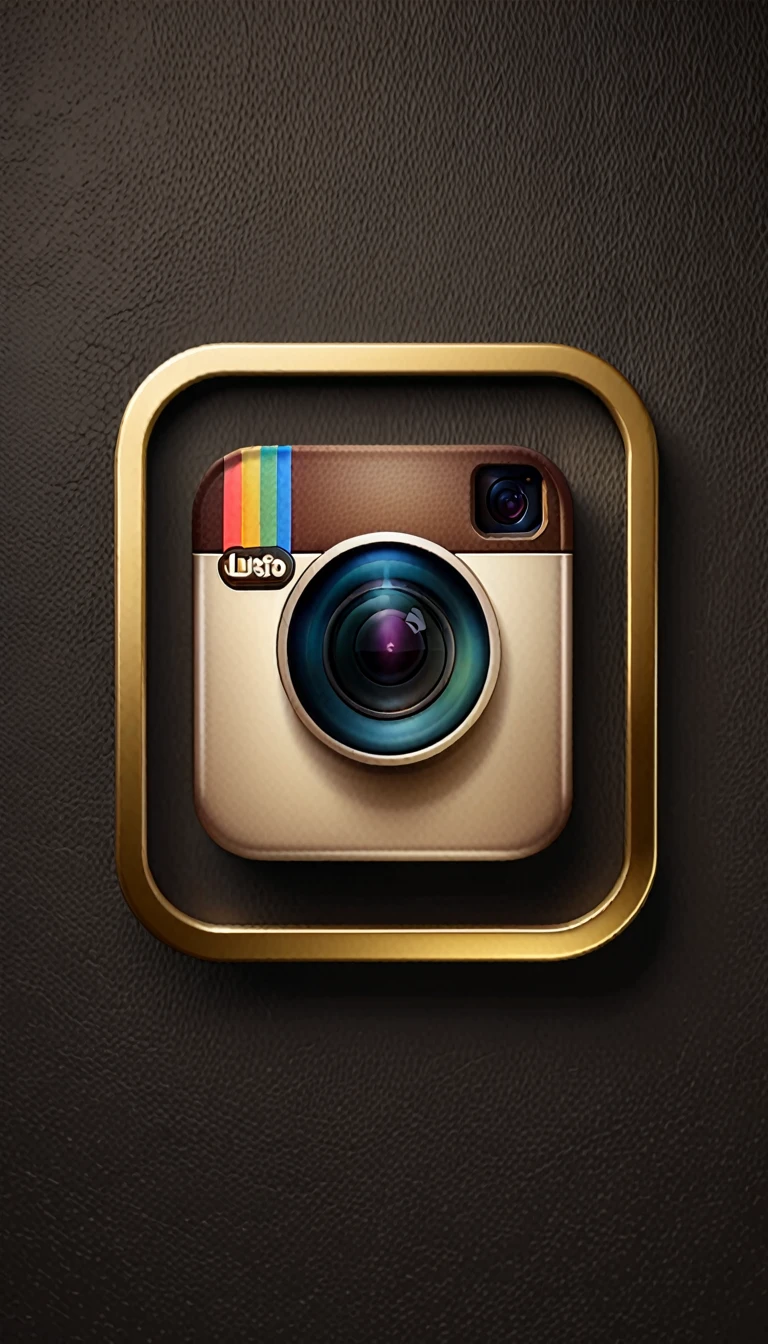CURRENT REALISTIC 3D Instagram LOGO, only in black and gold colors