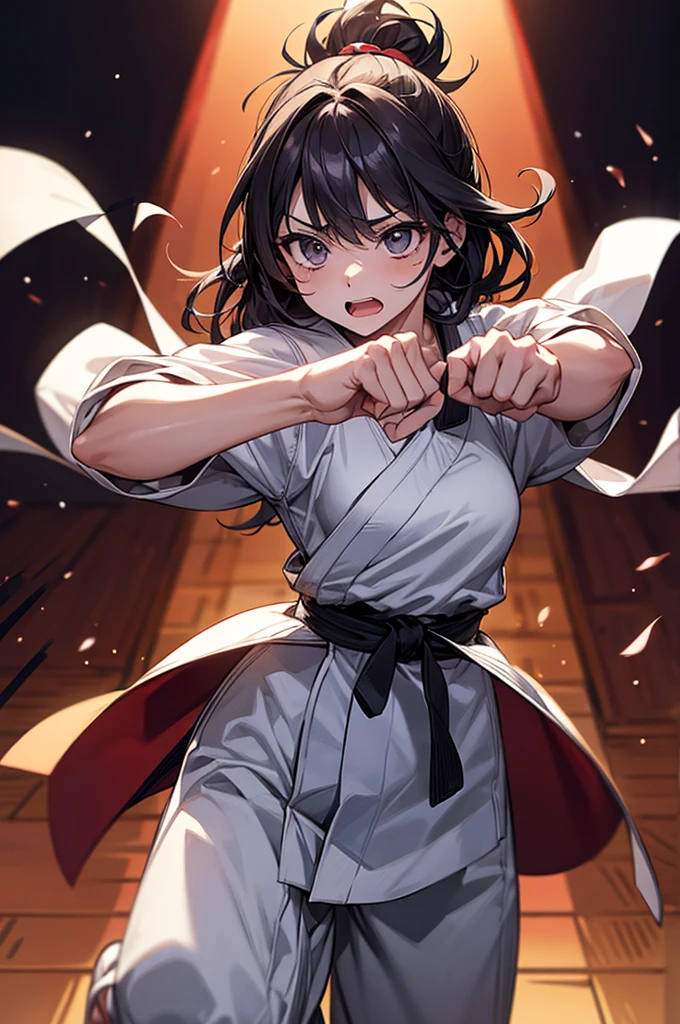 High school girls Nipples are visible Orgasm Face Sexual climax Kyudo Wearing hakama Light jacket