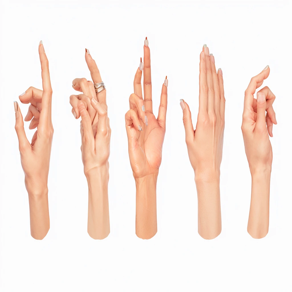 arafed hand with fingers up and fingers down in different positions, hand gestures, hand gesture, simpe hands, realistic fingers, realistic hands, highly realistic hands, detailed and realistic hands, anatomically correct hands, normal hands, low - poly hands, hands with five fingers, 5 fingers). full body realistic, corrected hands, gesture, finger, gestures