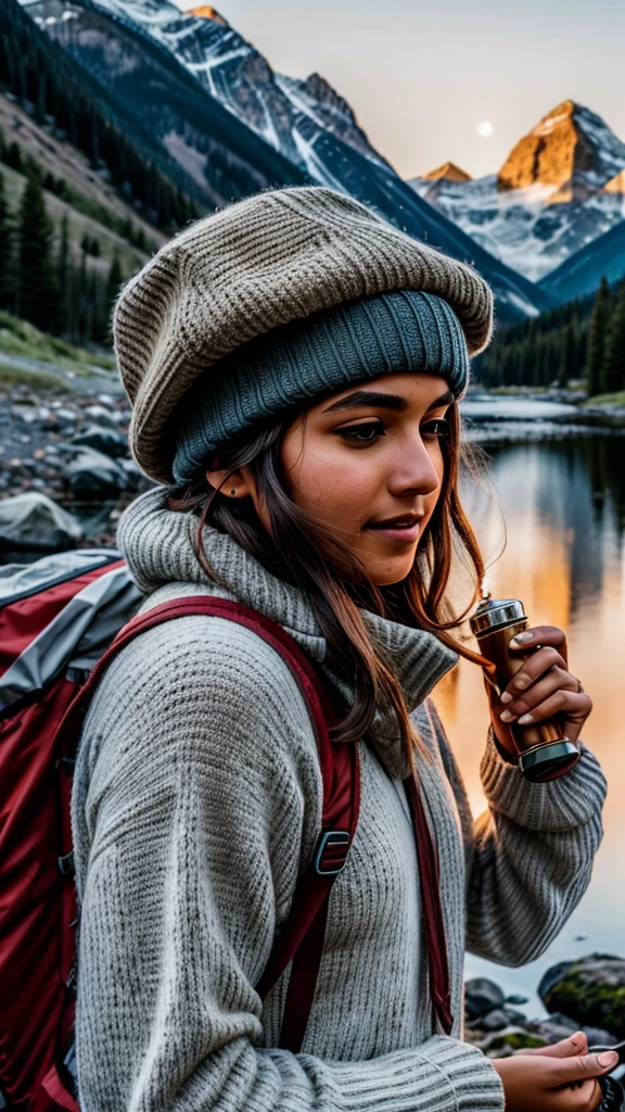 Indian masterpiece, best quality, ultra-detailed, solo, outdoors, (night), mountains, nature, (stars, moon) cheerful, happy, backpack, sleeping bag, camping stove, water bottle, mountain boots, gloves, sweater, hat, flashlight, forest, rocks, river, wood, smoke, shadows, contrast, clear sky, analog style (look at viewer:1.2) (skin texture) (film grain:1.3), (warm hue, warm tone) :1.2), close up, cinematic light, sidelighting, ultra high res, best shadow, RAW, upper body,  , wearing pullover
kodak vision 3,