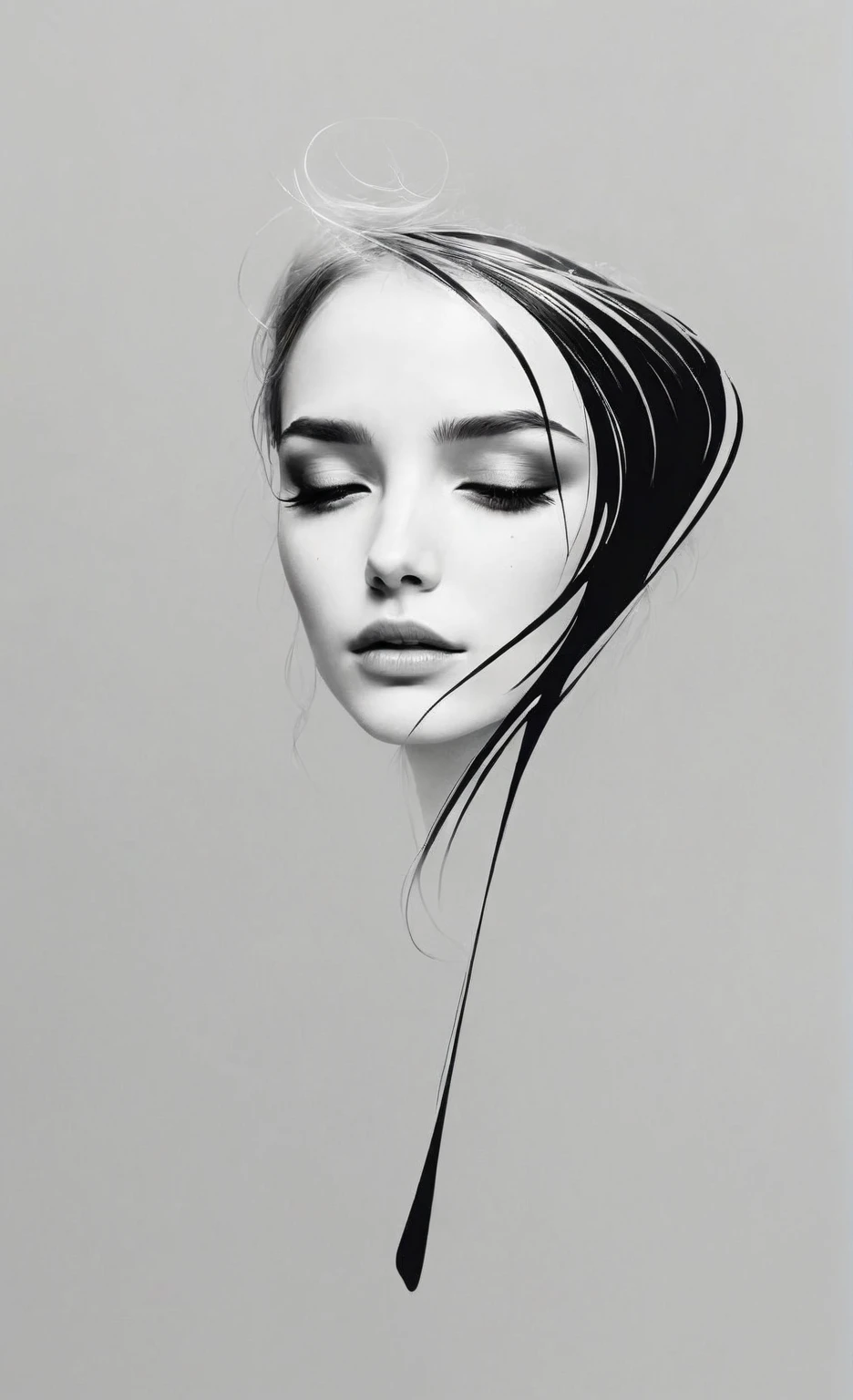 Create a simple and elegant“Liss”logo, shedding tears. The design should convey a strong sense of sadness and melancholy, using a minimalist approach with clear lines, nicola samori,ben templsmith,Irina Yermolova, featured on Netflix,obsidian art