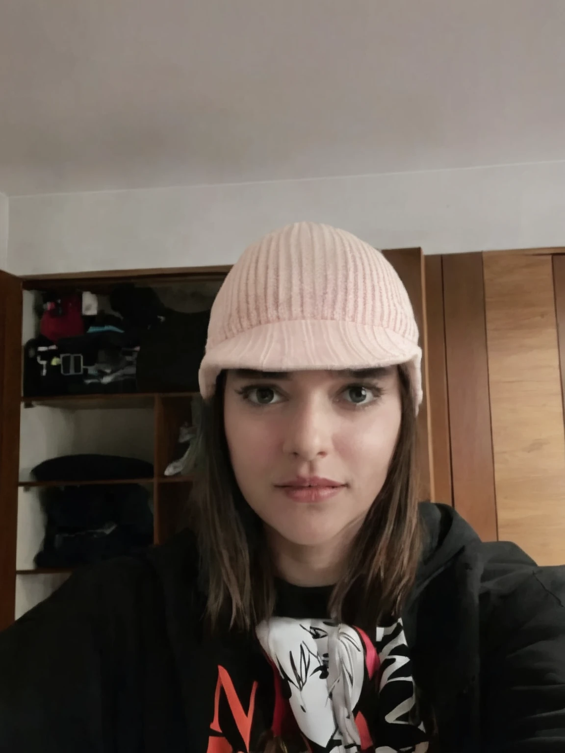 with pink and black swimsuit