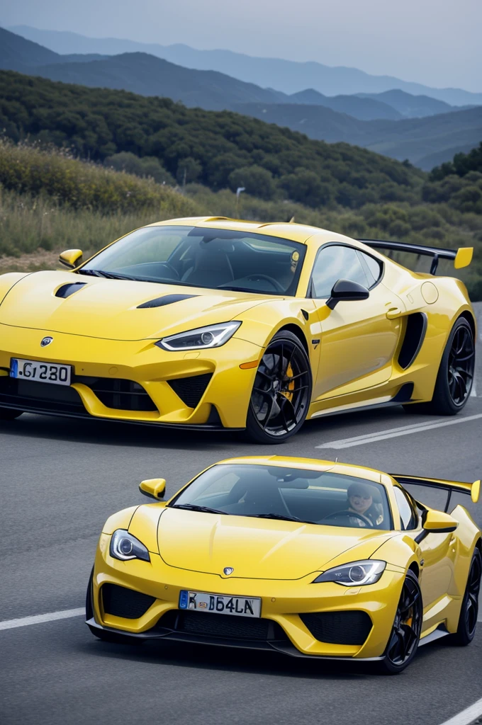 A yellow sports car