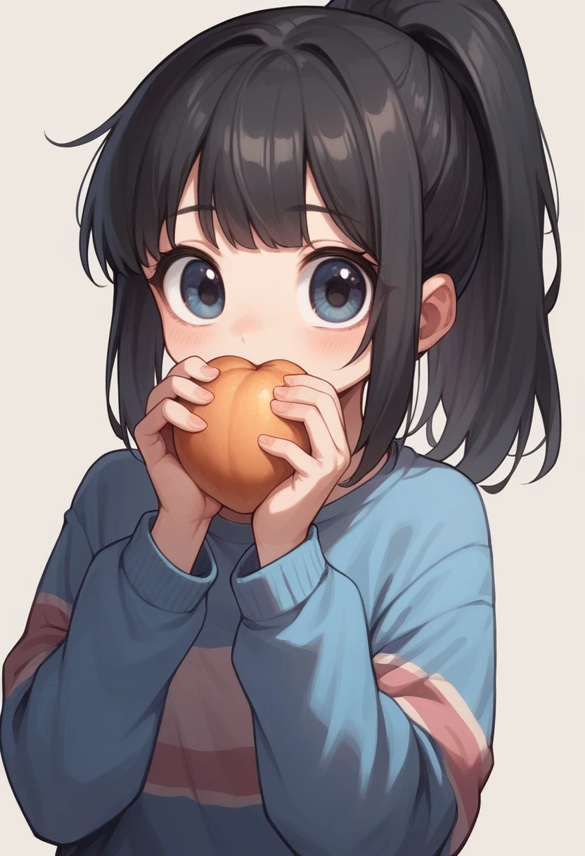 13 years old，little girl，big eyes，so cute，Cartoon，Black hair，Ponytail