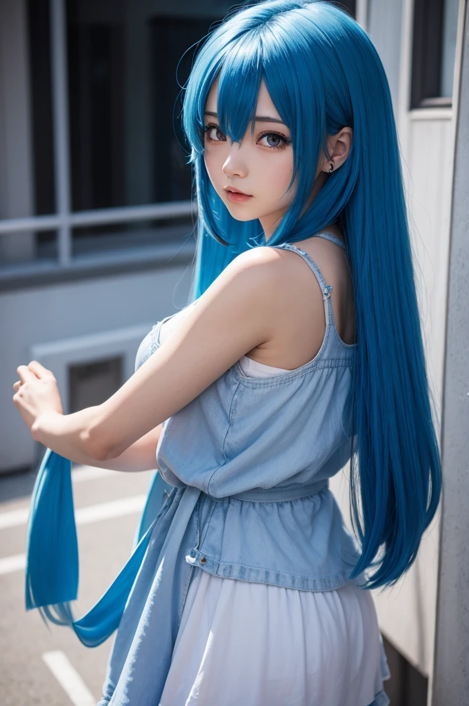 A blue hair anime girl