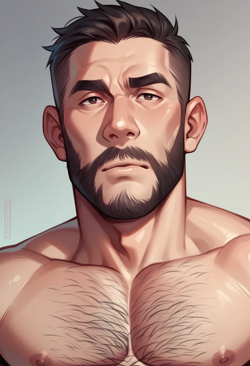 Photo of 36-year-old handsome and hairy man in slips