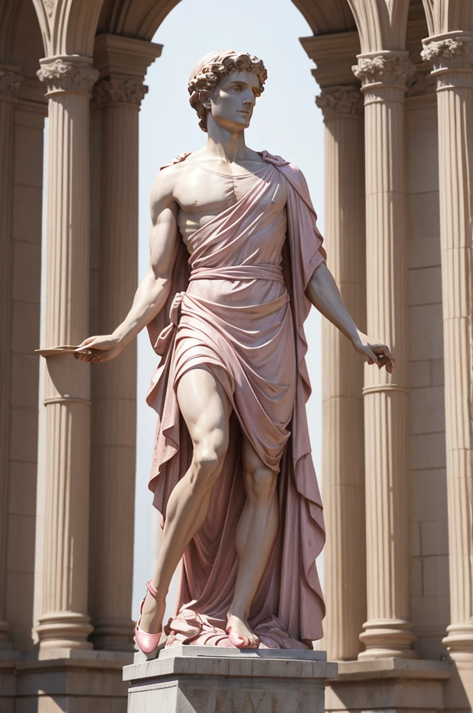 Statue of David in a pink ballet dress