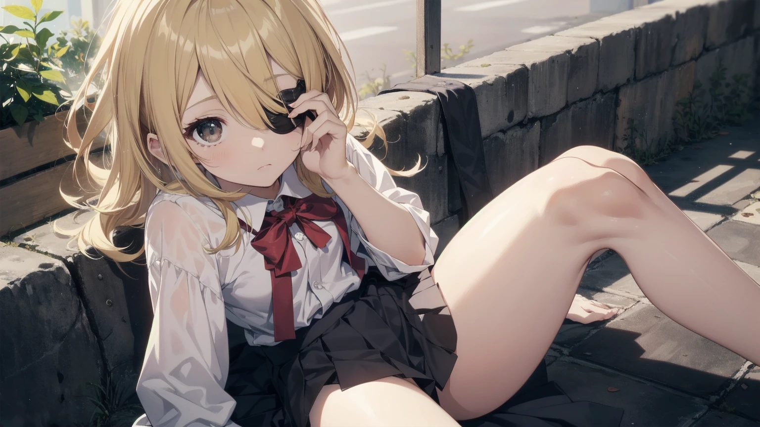Highest quality, Anime Moe Art Style,Best Anime 8K Konachan Wallpaper,pixiv contest winners,Perfect Anatomy, (Please draw a girl walking sleepily to school..... ),break, 1 Girl, (alone,,,:1.3),high school student, short hair, amount, (Hair above one eye:1.7),All limbs, Full Finger,Medium Chest, Between the legs, Small eyes,accurate black eyes, Very detailed,High resolution,Ultra-Dense Skin, Professional Lighting,8K eye detail, (Cute illustrations:1.2),blonde,blonde hair,Expressionless,(Hair on one eye:1.5),Highest quality, Anime Moe Art Style,Best Anime 8K Konachan Wallpaper,pixiv contest winners,Very detailed,High resolution,Ultra-Dense Skin, Professional Lighting,8K eye detail, (Cute illustrations:1.2),blonde,blonde hair,Expressionless,(Hair on one eye:1.5),カラフルでカラフルなshort hair,Wearing a yellow apricot colored JK uniform and a white pleated skirt,knee-length white silk,Dignified and cute,A little sweet