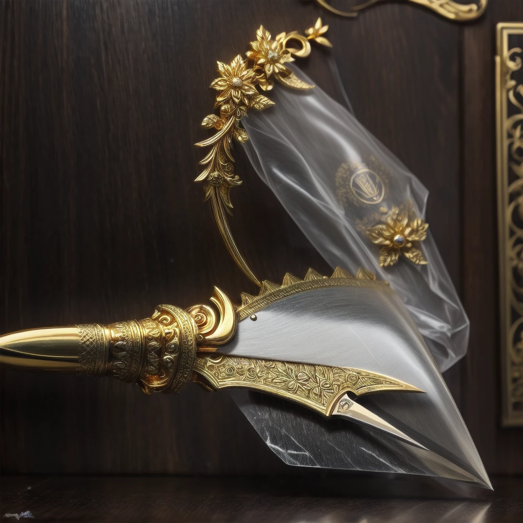 Create a luxurious golden knife