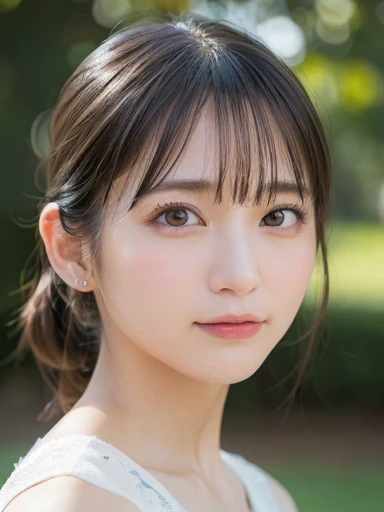 ((Browsing Caution))、(masterpiece:1.5)、(8K)、(Realistic:1.5)、RAW Photos、(Best image quality:1.4)、(Sharp focus:1.5)、 Highest quality、masterpiece、Ultra-high resolution、Perfect dynamic composition、 20-year-old、thin、Beautiful woman:1.4、Serious expression、 Pink Dress、 Light brown hair、ponytail、Shiny Hair、 Highly detailed face、Fine grain、double eyelid、 Natural color lip、Transparent muscle、