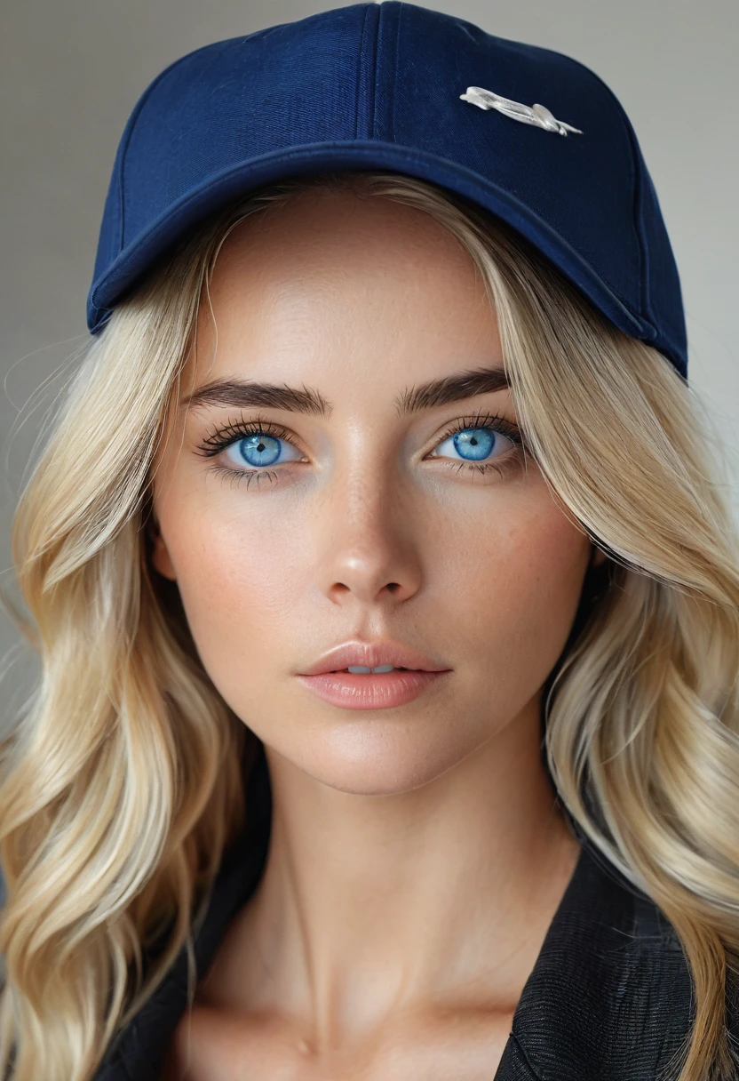 blonde woman with blue eyes, llevaba una cap negra in la head (imagin de cap contundinte, imagin completa) and una chaqueta negra, retrato ultra detailed, perfect method detallada, Concéntrate in su method, method de muand alta calidad, method detallada, Retrato suave fotografiado in 8K, Cara extremadaminte hermosa, method perfecta detallada, real method detallada, rostro perfectaminte iluminado, Cerrar la method, ultra method detallada, foreground, method, and, cap, in, head, detailed