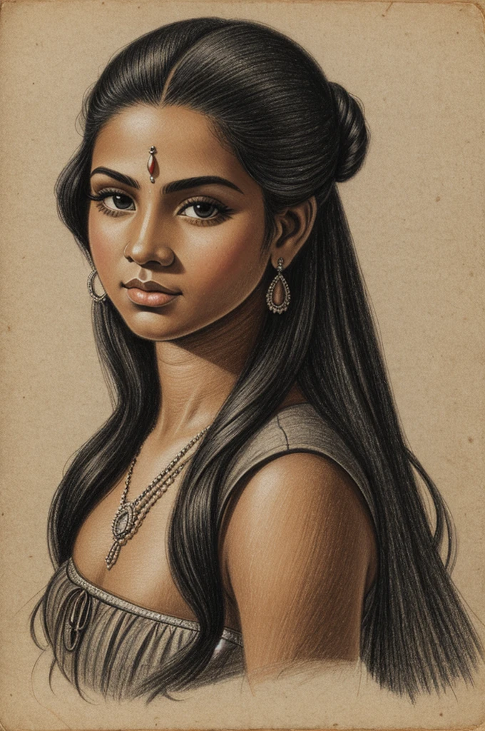 drawing of a young and beautiful potosina chola 