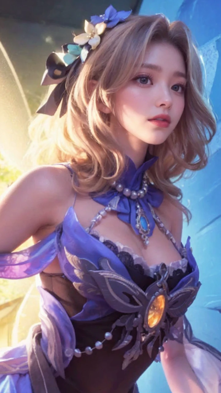 masterpiece, Highest quality, Highly detailed CG Unity 8k wallpaper,((Upper Body)) ,((Upper Body head close-up shot of a beautiful little girl)), , Elegant long straight blonde hair, (Mckenna Grace), ((Flat Chest,Thighs,Self-illuminating skin)),transparent (Purple green) Golden (Sparkly tutu,long rabbit ears headgear, , bow tie, No pants, Genitals are visible), ((Sitting,Spread your legs)),(), (blush), , (), (Ice and snow world), Pretty face, Key Art, Awards, intricate detail realism hdr, by (Luan Jia, Altgerm and Range Murata), Photorealism, Hyperrealism, Ultra-realistic, Dramatic Light, Strong Shadows, Nice views, Depth of written boundary