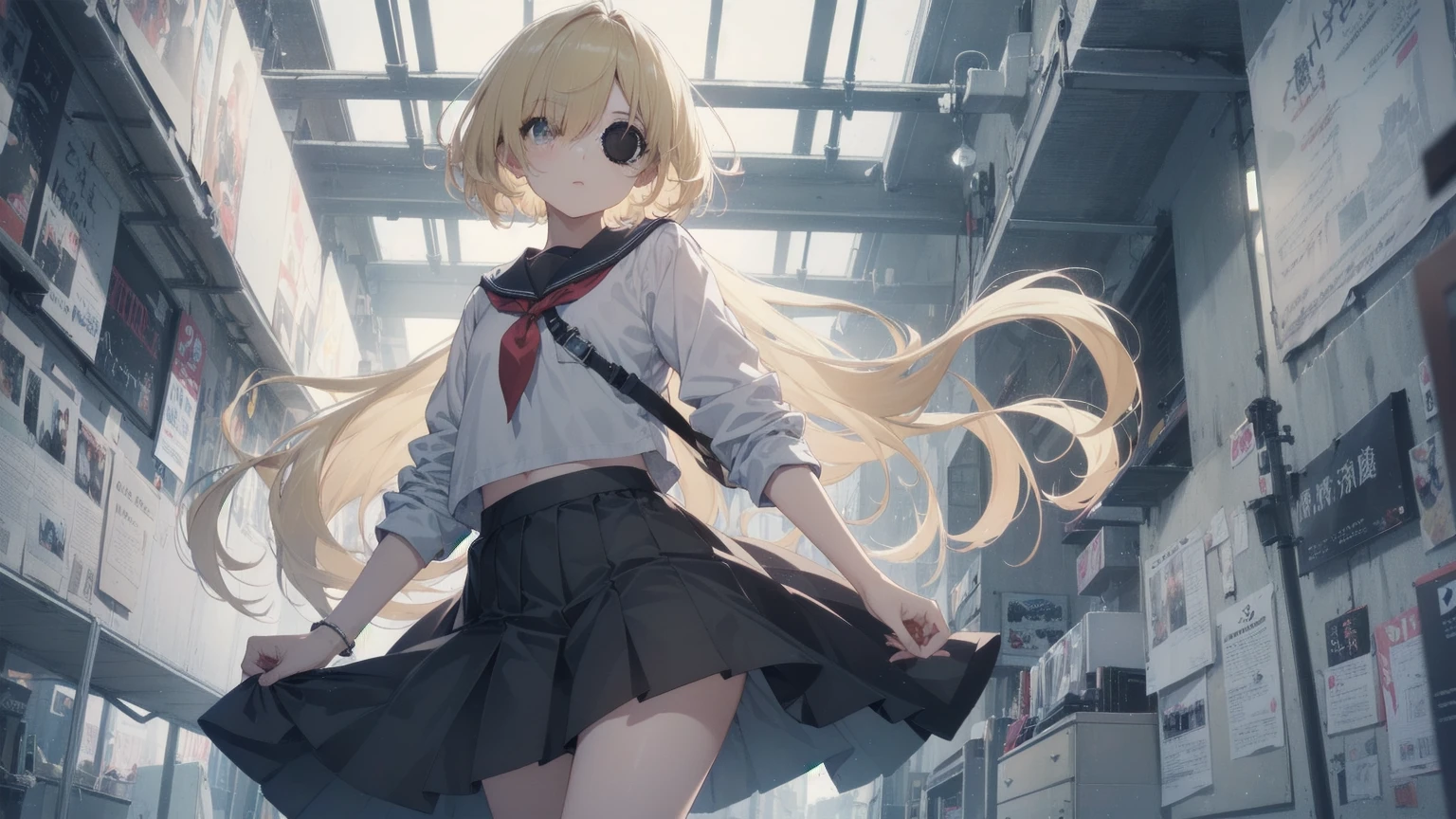 Highest quality, Anime Moe Art Style,Best Anime 8K Konachan Wallpaper,pixiv contest winners,Perfect Anatomy, (Please draw a girl walking sleepily to school...... ),break, 1 Girl, (alone,,,13 years old:1.3),high school student, short hair, amount, (Hair above one eye:1.7),All limbs, Full Finger,Medium Chest, Between the legs, Small eyes,accurate black eyes, Very detailed,High resolution,ultra high density skin, Professional Lighting,8K eye detail, (Cute illustrations:1.2),blonde,blonde hair,Expressionless,(Hair on one eye:1.5),Highest quality, Anime Moe Art Style,Best Anime 8K Konachan Wallpaper,pixiv contest winners,Very detailed,High resolution,ultra high density skin, Professional Lighting,8K eye detail, (Cute illustrations:1.2),blonde,blonde hair,Expressionless,(Hair on one eye:1.5),カラフルでカラフルなshort hair,Wearing a yellow apricot colored JK uniform and a white pleated skirt,knee-length white silk,Rin々New and cute,A little sweet