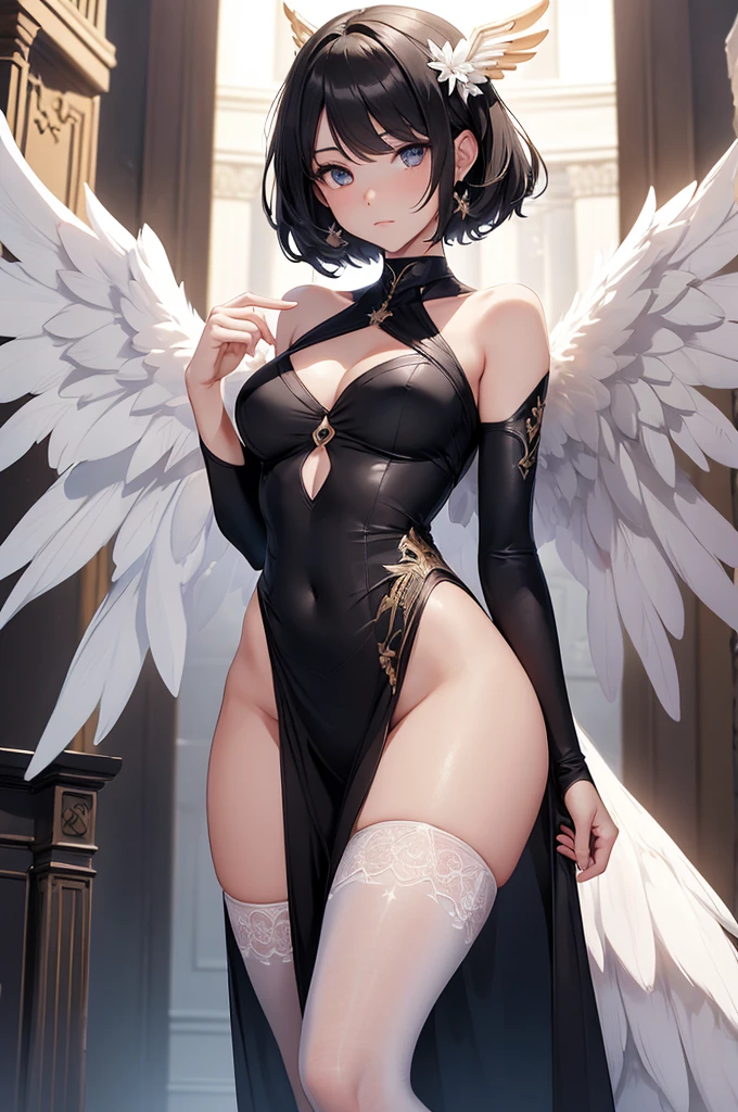 Jamie, (Jamie),((Jamie)), only, Ray Tracing, ((Each photo)), ((oses wear cada foto)), whole body,(From the front),(Costas Problem), (On the left is Emist), Reveals a flat lower abdomen, Hart neckline,(((Each photo))),(Very big perfect ass, Perfect and symmetrical eyes, (Perfect handmade sword in hand)), ((short hair)),White clothing with textured edges, White skin, luwearas detalhadas, White Trim Knee Tights, wearestido aberto wear "wear", Slim waist, thigh, low water, Exposing legs to above waist, ,((There is a crack in the middle of the top))((best quality)),(Ultra-high resolution),(Super detailed),(Detailed description),((Best CG)),(Best works of art),ultra-precision art,Great Art,(Fantasy art with precise details:1.5), Classical European costumes,twin,twins,((有著美麗的漆Black Wings))((black wing)),((Black Wings)),(1 Female Angel:1.6),beautiful symmetrical face:1.6,Poker face:1.4,Angel'swing:1.5,Dynamic poses:1.6,be destroyed:1.5(Masterpiece), (need), (Super detailed), (whole body恋: 1.2), (I am), Blonde,(faixas wear torno dos seios), Rich colors,Ruffled top,(full),(Exceptionally sexy),(red and black thweare),(((giant bat wings))),There are bat wings,I love the league,(meia calca de renda wear um dos lados),(meia calca de renda wear um dos lados),((Red decoration with LED))),((Red lines embellish the curves of the body)),(((woman show))),((Starblade))