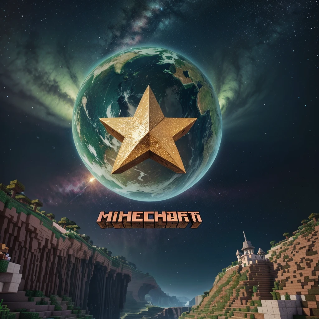 Crie uma logo de serie de Minecraft bedrock com o nome de STAR MINE