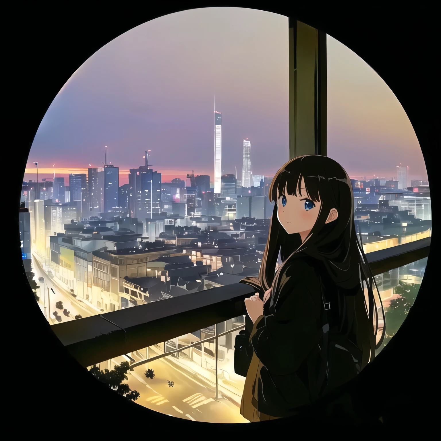 anime girl beautiful skin white cute background city
