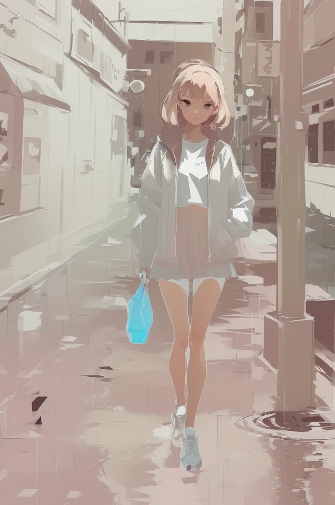 Illustration with a girl in fairyland,dressed in a tracksuit,clear quality and details