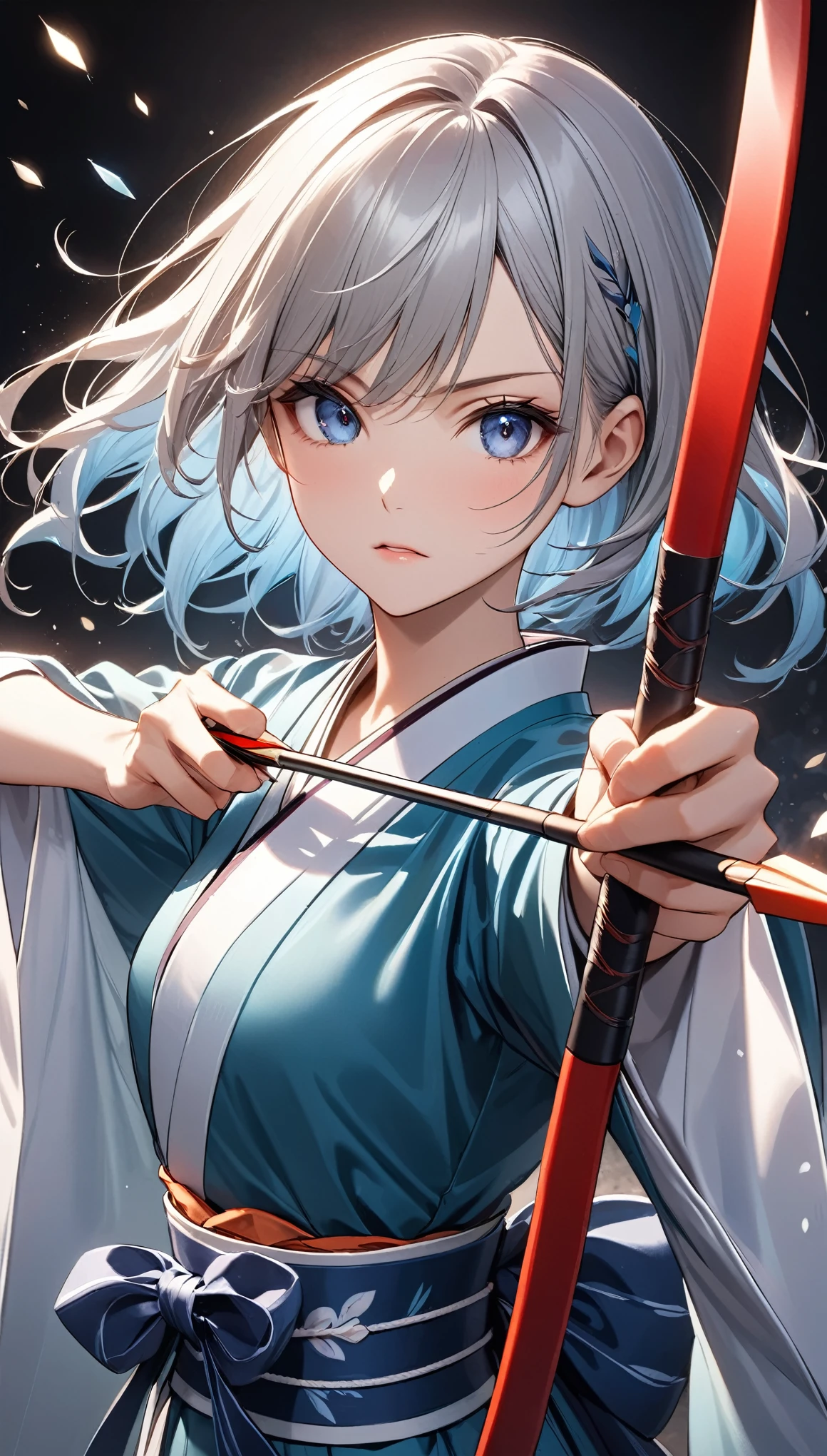 Kyudo, Japanese fantasy, Japanese Mythology, Archer's Theme, Vibrant colors,
BREAK 弓arrowで獲物を狙う弓兵, If the day, Heaven's Maga Ancient Bow, Tianyu々arrow, Vivid transparent colors,
BREAK Quick and delicate movement, arrowを曳く手を詳細で正確に描写, Anatomically correct,
BREAK Elastic bow movement, 一本のarrowを放つ, 精巧で真っすぐな一本のarrow, arrowを放つ瞬間, moment,
BREAK Take off the kimono by placing it over one shoulder and over the hands., Detailed and attractive skin textures, Moderately toned upper body,
BREAK A sharp expression, A sharp gaze glaring at its prey, concentrated, calm, silence, nervous, confidence,
BREAK 解き放たれたarrow, Just one, loooking at viewer, Dynamic Motion Blur, High Contrast, Transparent full-color holographic coating, Vibrant colors,
BREAK Professional artwork, Sharp, thin lines by a professional illustrator, Powder coating for a three-dimensional look, Dramatic indirect lighting, A dark background that makes the subject stand out,
BREAK Detailed and realistic texture, dynamic hot, wide shot, Fine spray work, highest quality render, 審美的な神器の弓arrow,
