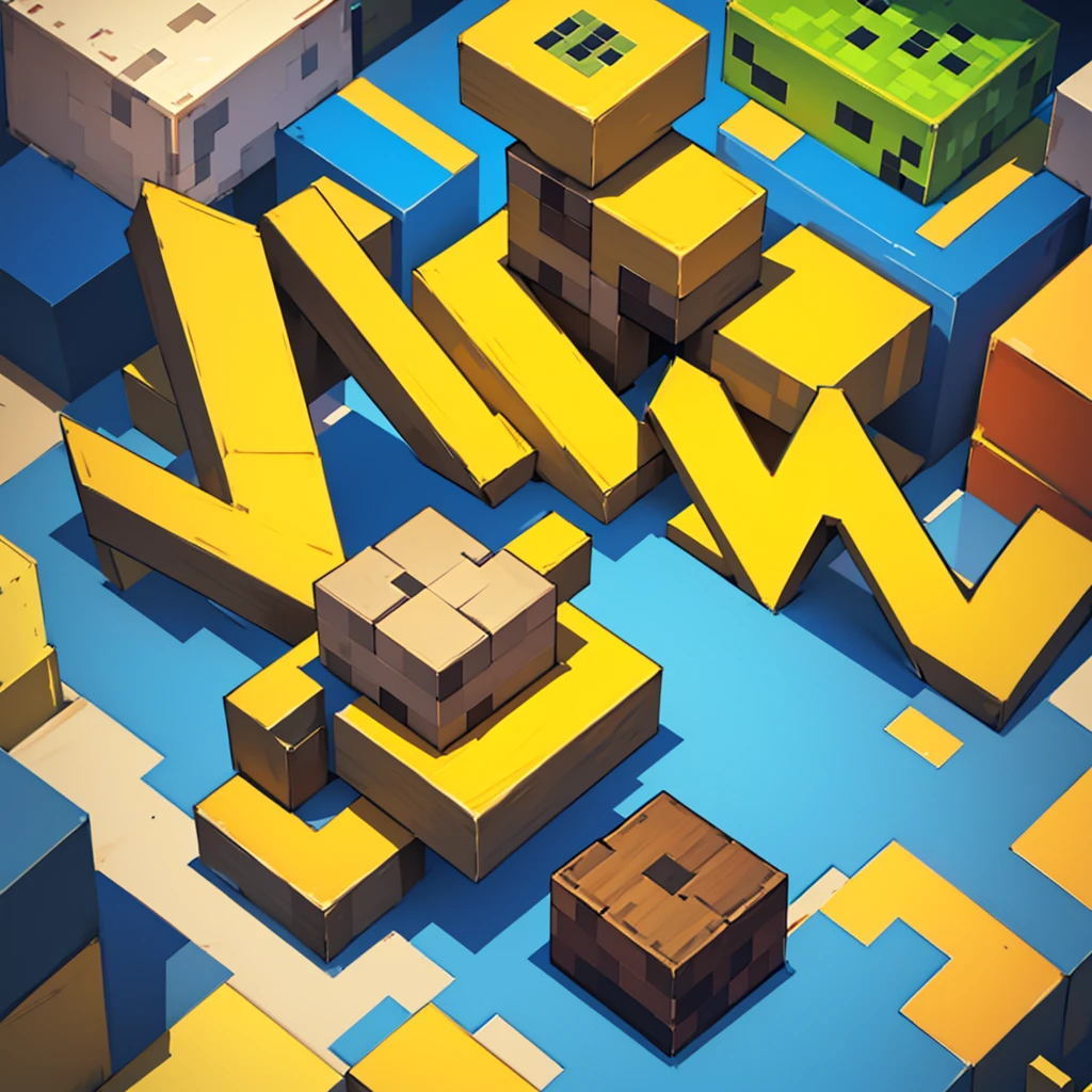 Create a Minecraft bedrock series LOGO with the name STAR MINE and with the colors of the letters yellow and the edges of the letters blue 