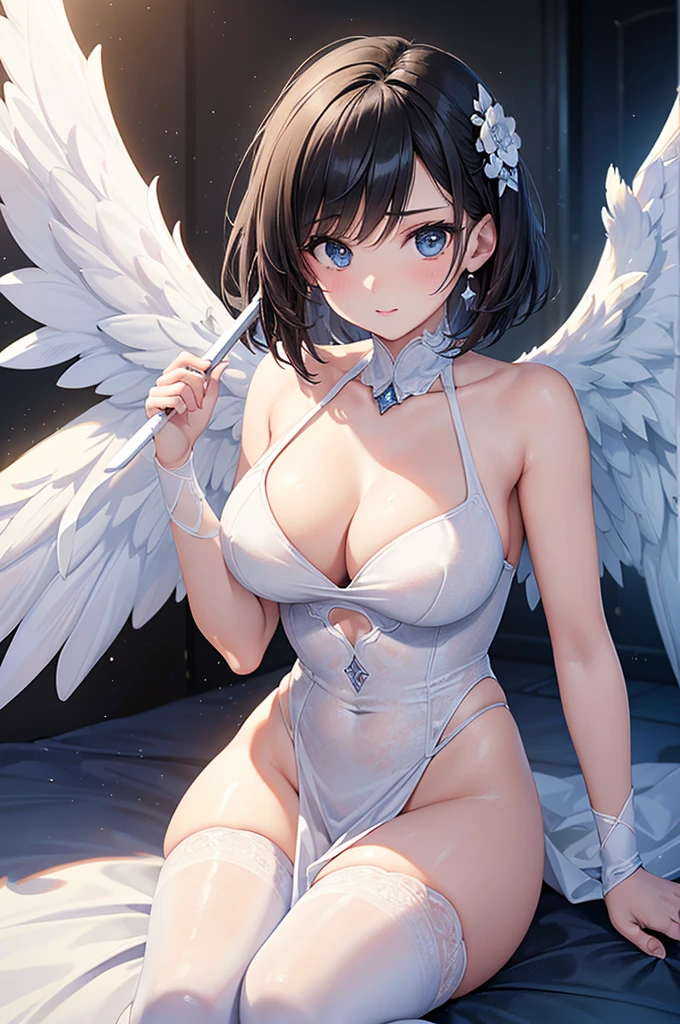 Jamie, (Jamie),((Jamie)), only, Ray Tracing, ((Each photo)), ((oses wear cada foto)), whole body,(From the front),(Costas Problem), (On the left is Emist), Reveals a flat lower abdomen, Hart neckline,(((Each photo))),(Very big perfect ass, Perfect and symmetrical eyes, (Perfect handmade sword in hand)), ((short hair)),White clothing with textured edges, White skin, luwearas detalhadas, White Trim Knee Tights, wearestido aberto wear "wear", Slim waist, thigh, low water, Exposing legs to above waist, ,((There is a crack in the middle of the top))((best quality)),(Ultra-high resolution),(Super detailed),(Detailed description),((Best CG)),(Best works of art),ultra-precision art,Great Art,(Fantasy art with precise details:1.5), Classical European costumes,twin,twins,((有著美麗的漆Black Wings))((black wing)),((Black Wings)),(1 Female Angel:1.6),beautiful symmetrical face:1.6,Poker face:1.4,Angel'swing:1.5,Dynamic poses:1.6,be destroyed:1.5(Masterpiece), (need), (Super detailed), (whole body恋: 1.2), (I am), Blonde,(faixas wear torno dos seios), ,(((giant bat wings))),There are bat wings,I love the league,(meia calca de renda wear um dos lados),(meia calca de renda wear um dos lados),((Red decoration with LED))),((Red lines embellish the curves of the body)),(((woman show))),((Starblade))