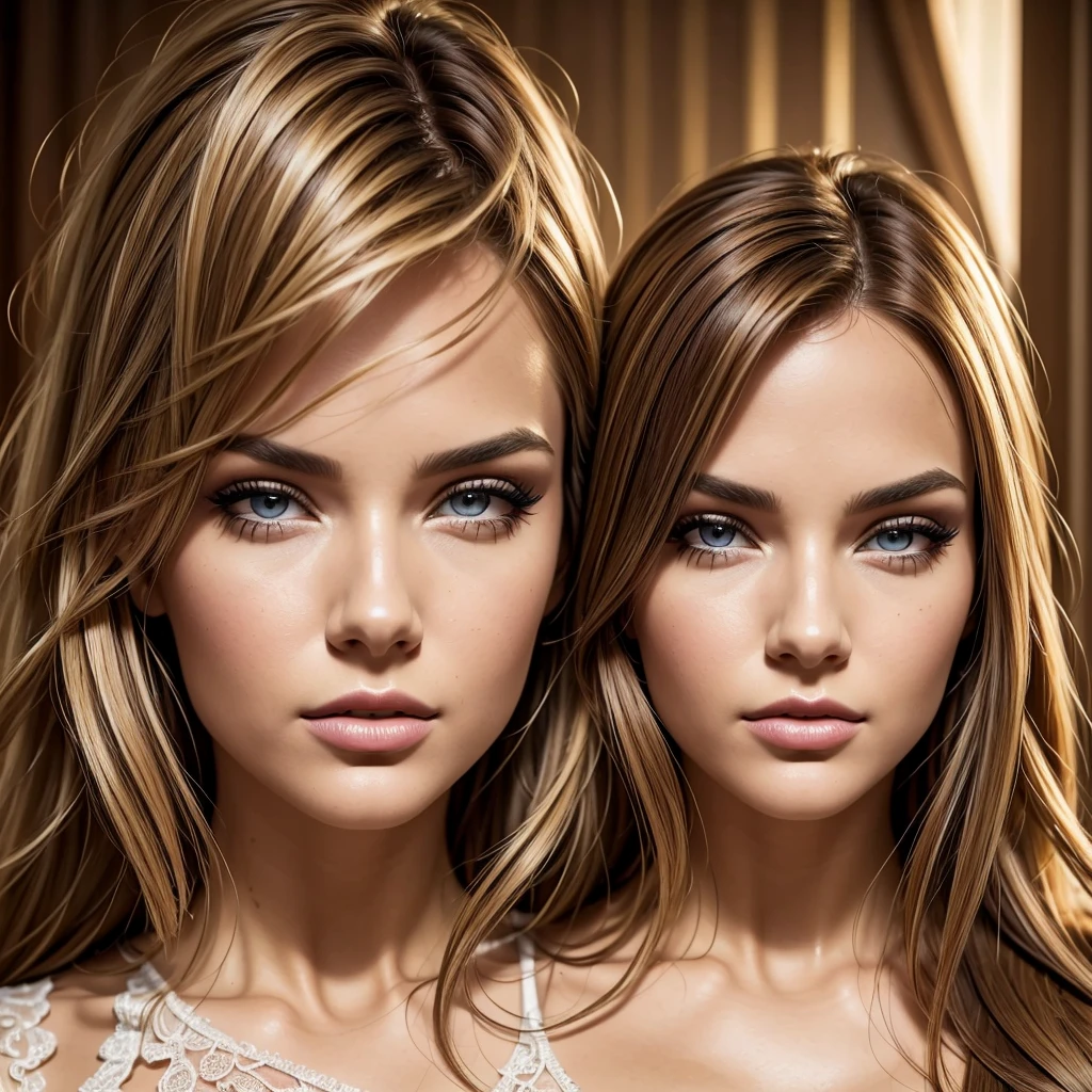 a realistic, photorealistic, photo-realistic portrait of 3 sexy girls, one with blonde hair, one with brunette hair, one with red hair, extremely detailed faces and expressions, realistic skin textures, intricate hair details, sharp focus, HDR, cinematic lighting, hyper-realistic, dramatic pose, cinematic composition, vivid colors