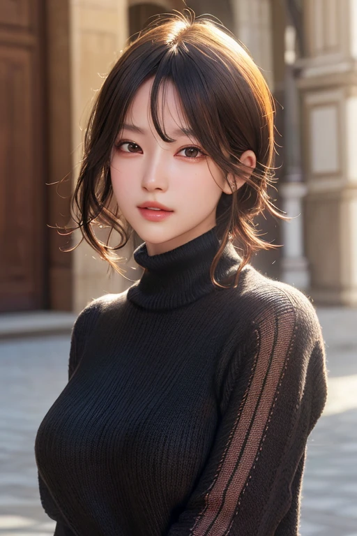 ultra high res,masterpiece,best quality,
very detailde face,detailed eyes,extremely intricate,perfect glossy shiny skins,perfect lighting,detailed lighting,dramatic shadows,ray tracing,
1girl,upper body,black sweater,looking at viewer,