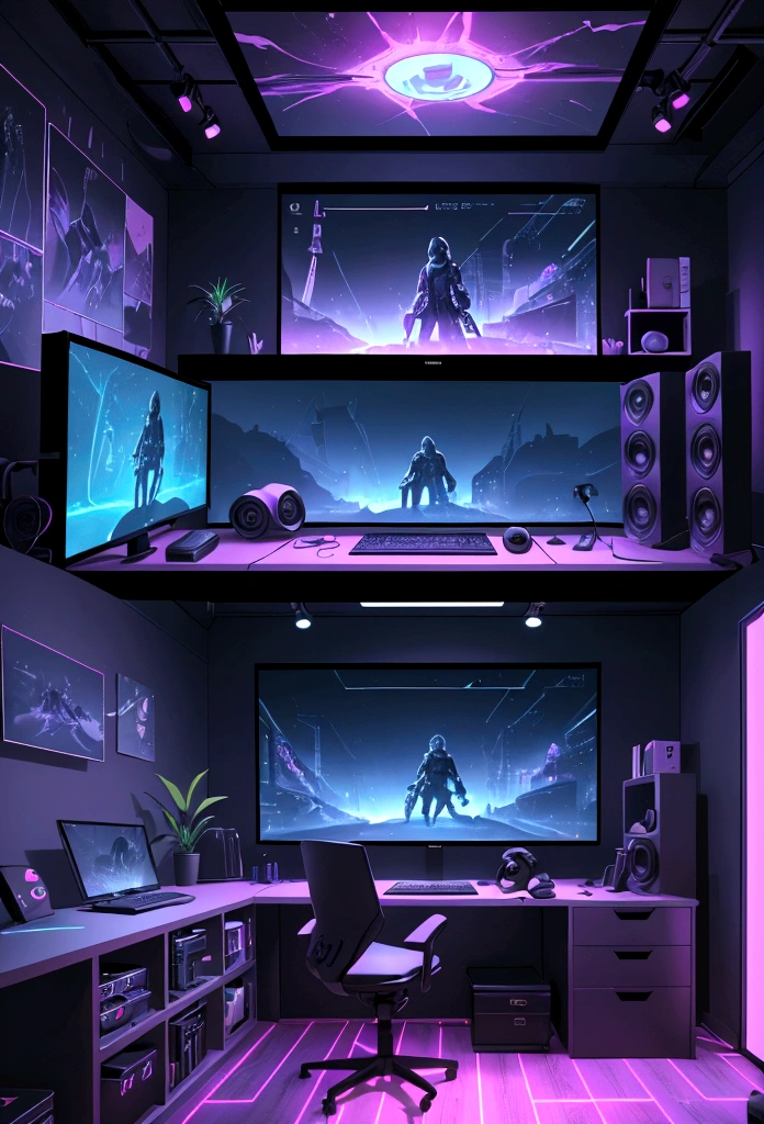 Developer Room 4k Design a dynamic content creator's studio with vibrant RGB lighting and ...