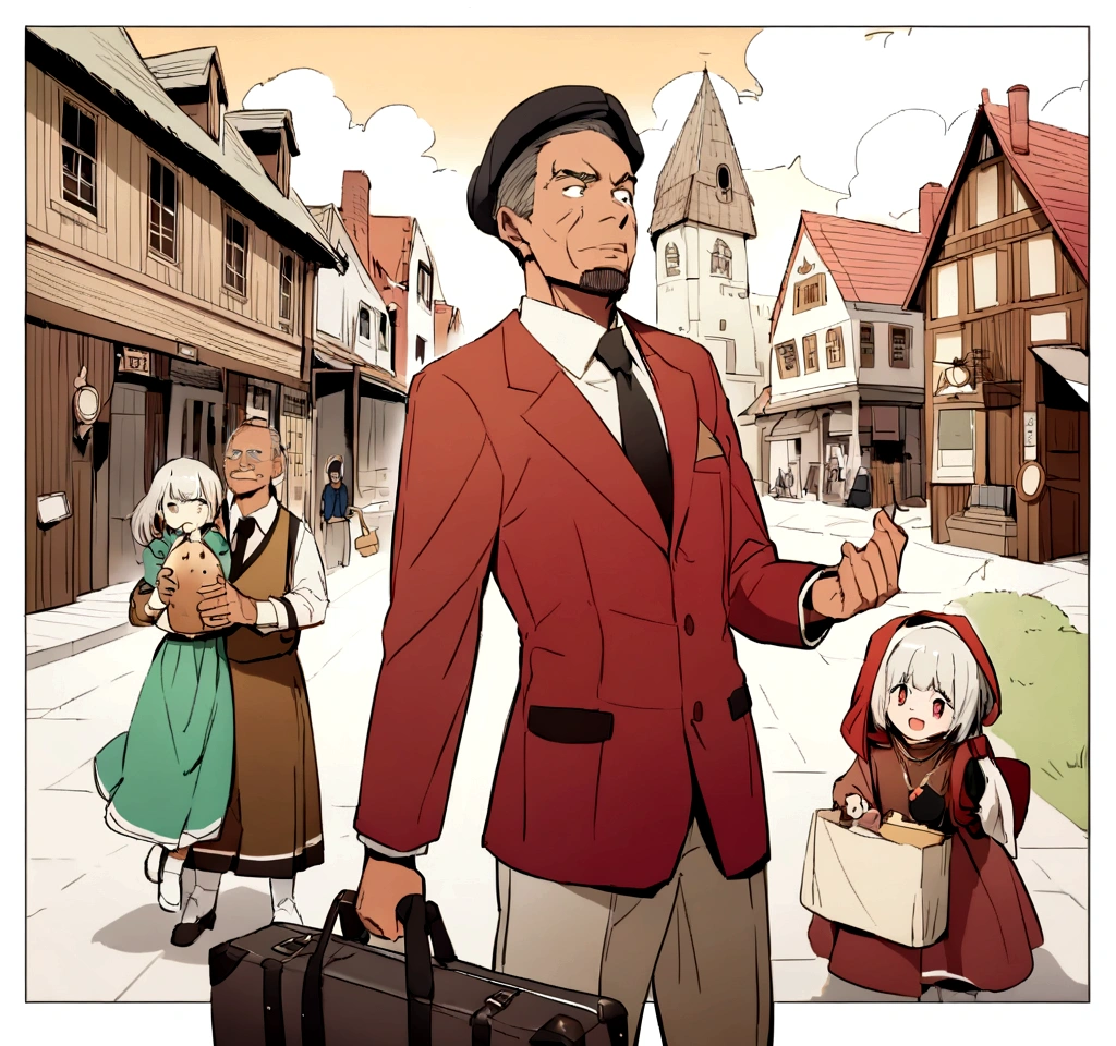 An uncle and a daughter carry luggage，I just got off the bus，Return to your hometown