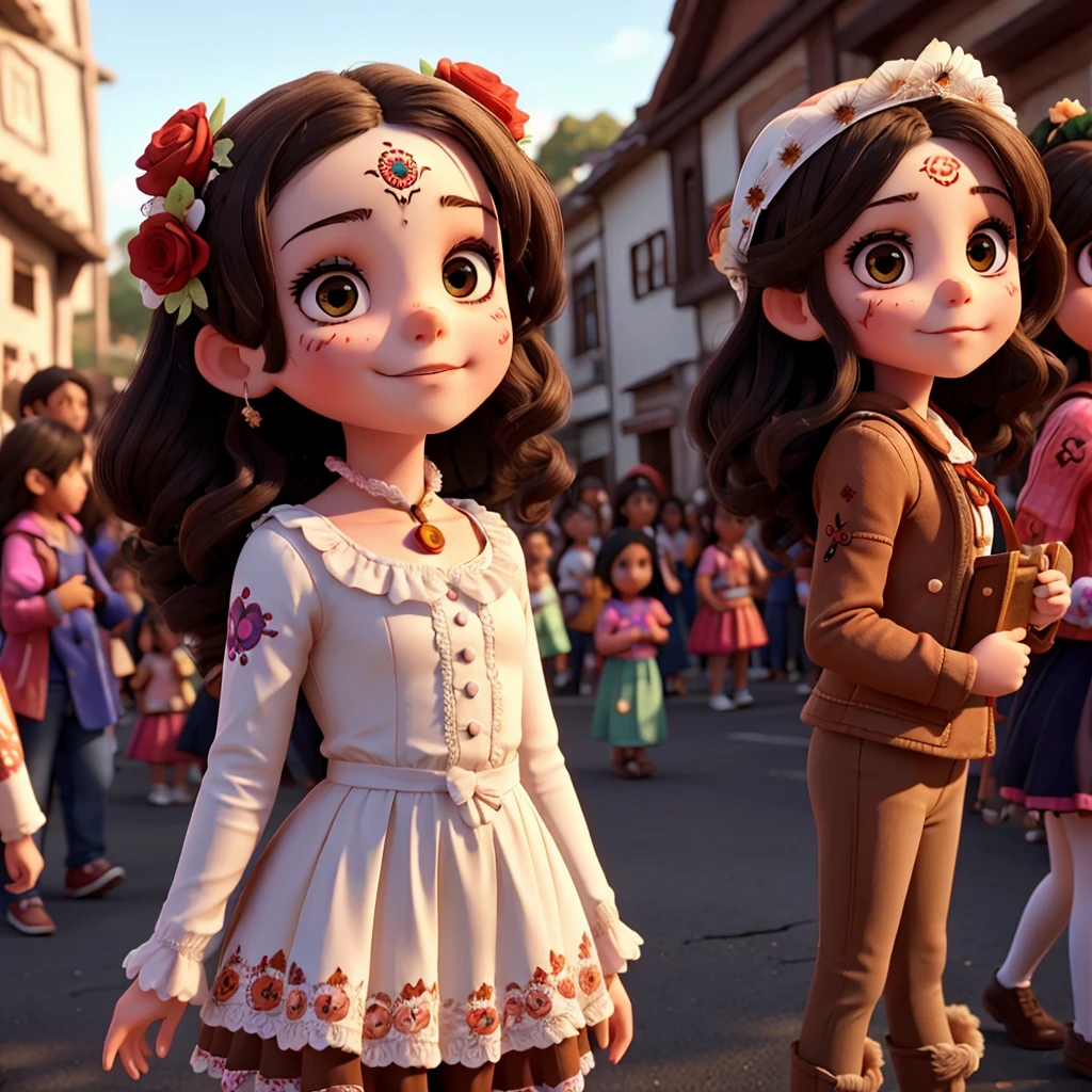 A girl and more people celebrating the day of the dead
