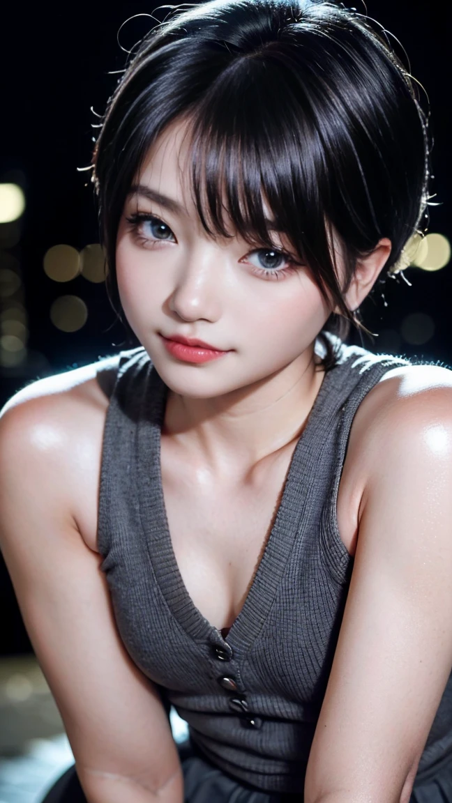 (masterpiece, Highest quality, Highest quality, Official Art, beautifully、beautiful:1.2), Cinema Lighting、(Key light at 45 degrees from the front,Orange Fill Light、Soft Blue Backlight、Strong Shadows、Blue and orange color palette), Accurate human body、Knowledgeable person、Correct five-finger、4K - ultra-vivid、Highest quality, masterpiece, Ultra-high resolution, Detailed Background、The perfect background、(Little devil smile、Mesugaki Smiles:1.5),
((Oily skin,Glowing Skin、Realistic skin texture、Beautiful skin in every detail、Shiny skin、Slimy skin、Glowing Skin、Shiny skin)), White skin, Real human skin, (Familiar), Oval Face, pore, Ultra-high resolution, (8K, RAW Photos, Realistic: 1.4), One Girl, slim, (kind, Goddess-like eyes) happiness: 1.2), (Lip gloss, eyelash, Gloss Face, Highest quality, Ultra-high resolution, Wide Lighting, Natural Shading)、(sexy), Absolute area、Long beautiful slim legs、Short length、(恍惚のsexyな笑顔の表情:1.5,) (Random Time, Location and attire:1.8)、Fascinating、Provocative pose、Seductive pose、1girl, pussy, 1boy, penis, hetero, Nude, tanned skin, squatting, cowgirl, black hair, bangs, mole, masterpiece, best quality, ultra quality, high quality, realistic, photo realistic, RAW photo, hyper detailed, intricate detailed, perfect anatomy, ((night)), from below, forest, outdoors,