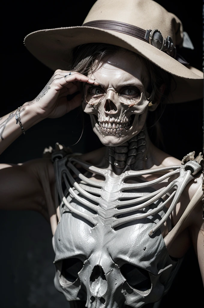 gunslinger skeleton,zombified silver skull 