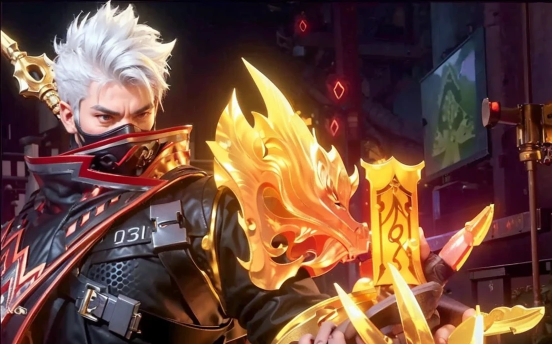 A man with ninja costume armor, A man with sword on back, A man with ninja Balck gold face, A man with red and black armor with gold detail, A man with hand weapon on his hand, Ultra Realistic, Ultra Hd, Ultra Detailing, Hyper Realistic, 8k, 4k ultra hd 