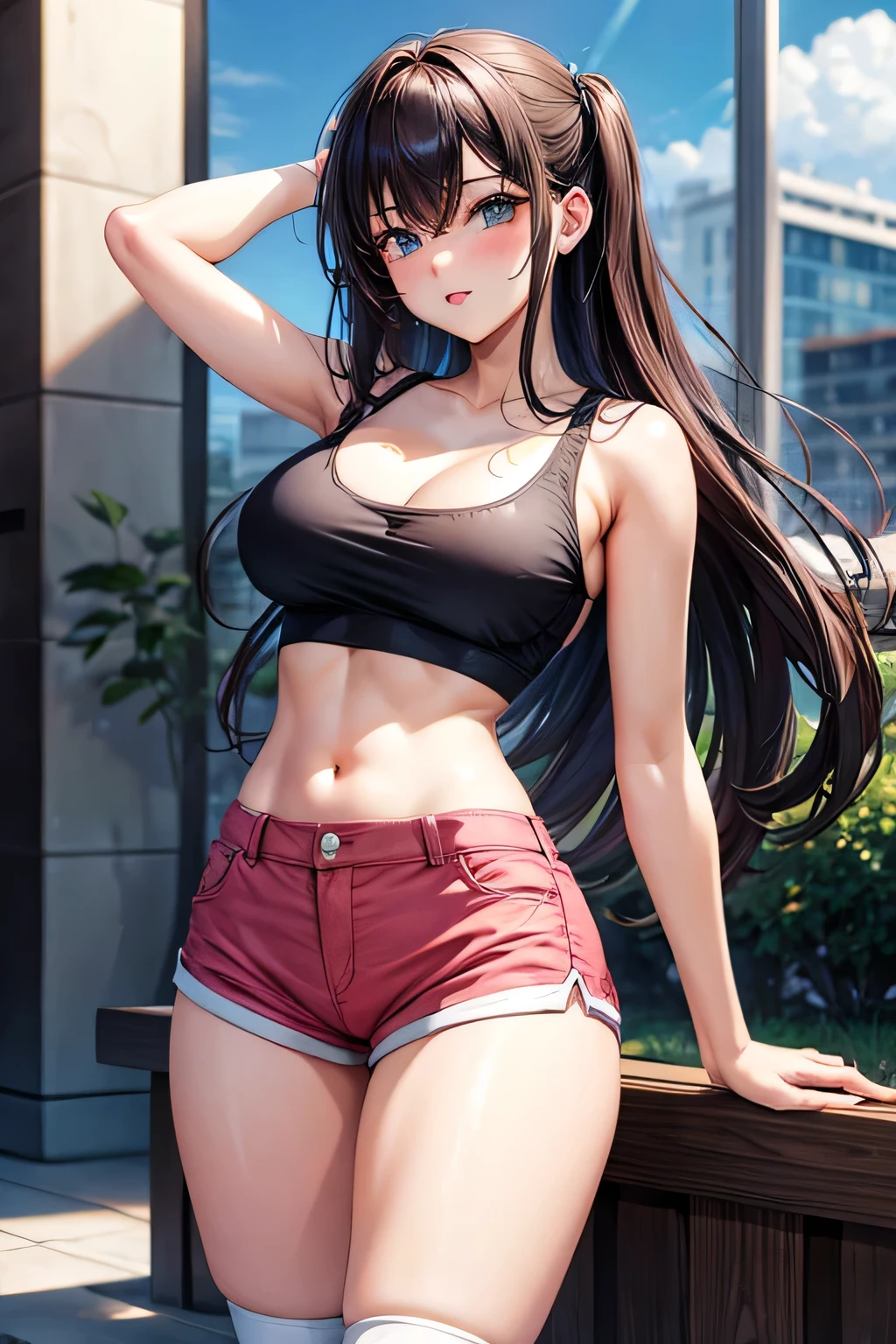 sexy girl in hotpants and hottop