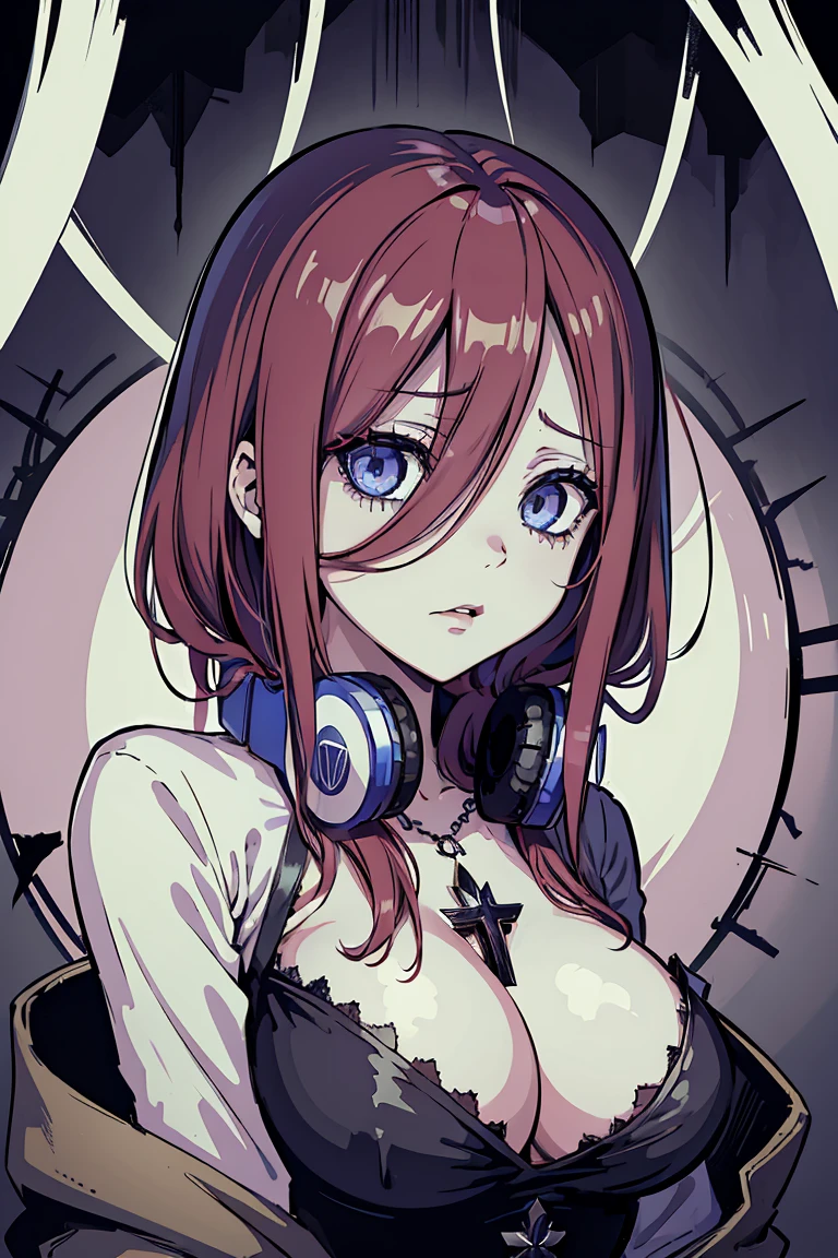 (studio lighting:1.2), Miku nakano, goth style, pink red hair, 1 girl, nakano_Miku, black and white manga style,Junji Ito,horor,hight contrast,extreme shadows,haunting atmosphere,scary and mysterious scenes,mind-blowing visuals,creepy and unsettling,meticulous cross workmanship,emotionally charged,psychological terror, gothic girl Miku, goth girl, goth outfit, Exquisite details,nightmare inducing,artistically stylized,expressive characters,intricate patterns,Terrible expectation,gothic and macabre,anxiety inducing,pitch black backgrounds,disturbing compositions,intense and mysterious,Masterful narrative,foreboding atmosphere,strange and supernatural,captivating and disturbing narratives,Subtle symbolism,dark and twisted,unforgettable horor experience,sublime e surreal,exploring the depths of the human psyche,psychological horor at its best,Convincing and thought-provoking,transcending the limits of reality and imagination