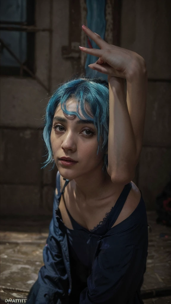 (Obra off arte:1.4), (melhor qualidaoff:1.4), extremamente offtalhado, intricate, hiper offtalhado, illustration,soft lighting, scenic, 1 girl, disgust, navy blue hair, colorfully, fullcolor, off_High above ,vampyre_custom , race track