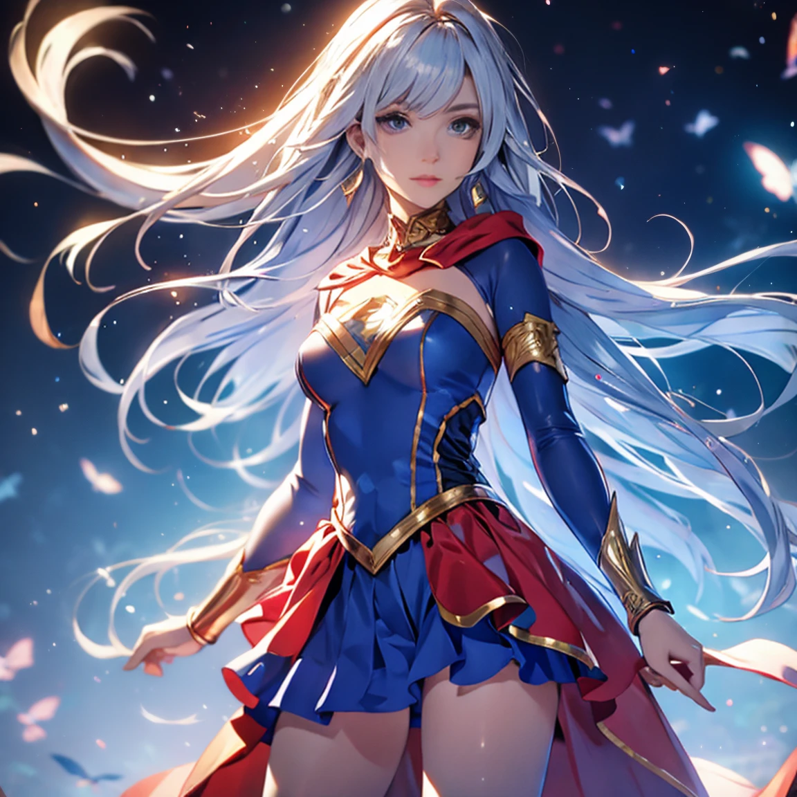 super girl with her transparent heroine costume